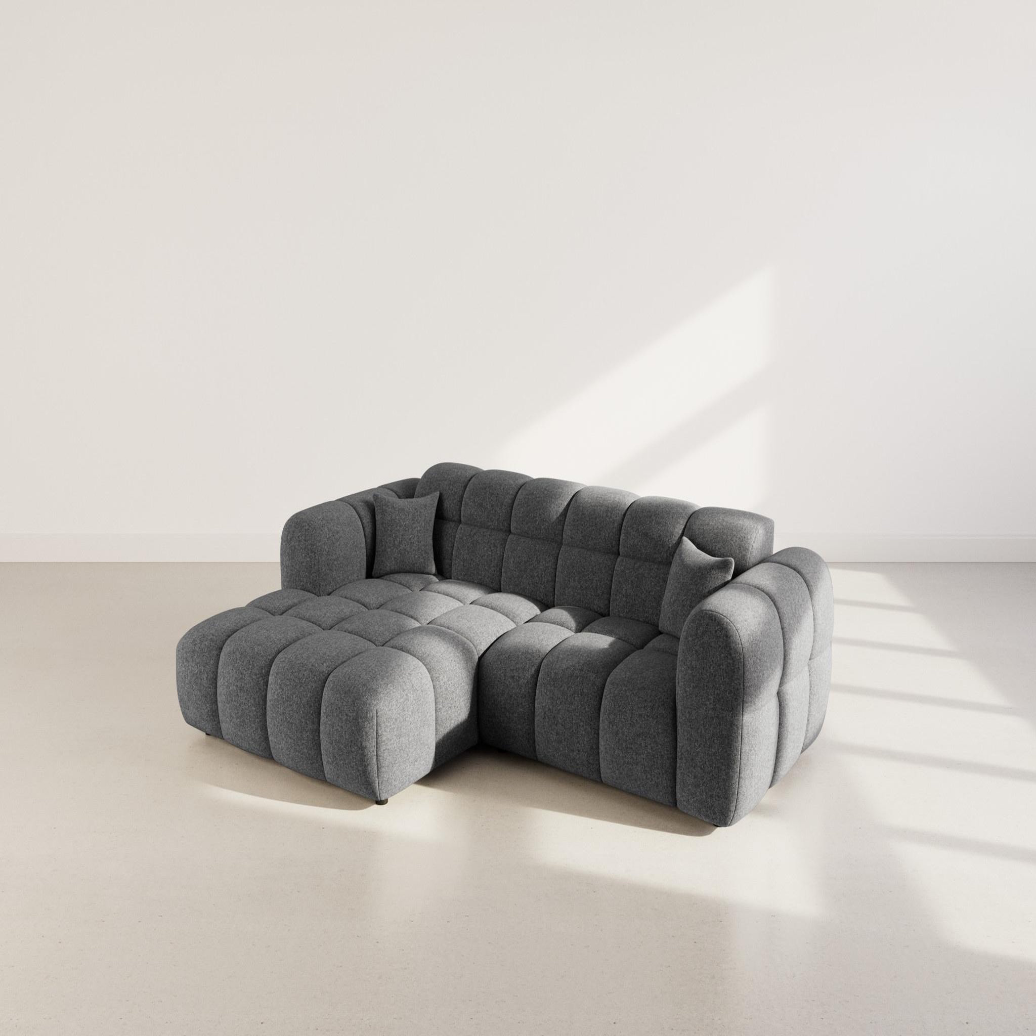 Voir la diapositive 3 : BEST MOBILIER Mini ray - canapé d'angle gauche 4 places en tissu texturé
