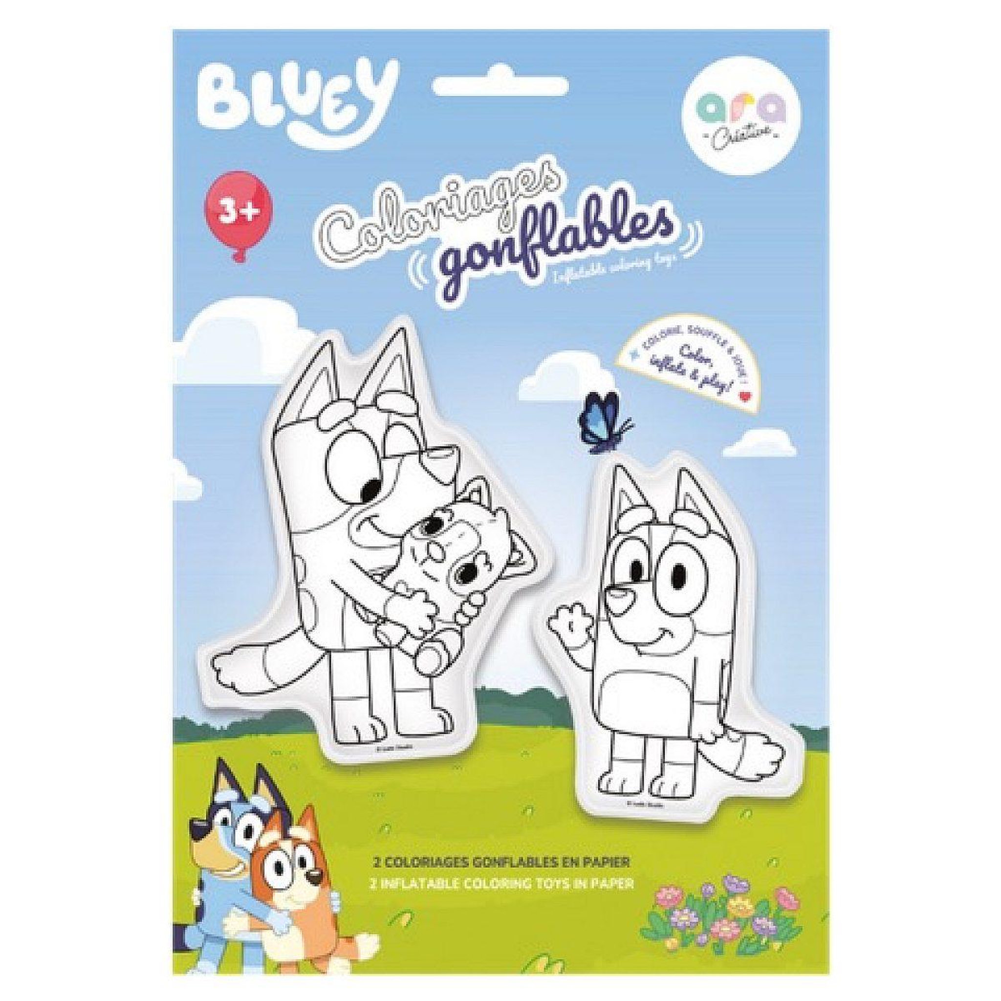 Voir la diapositive 1 : ARA CREATIVE Coloriages gonflables – bluey et bingo a colorier