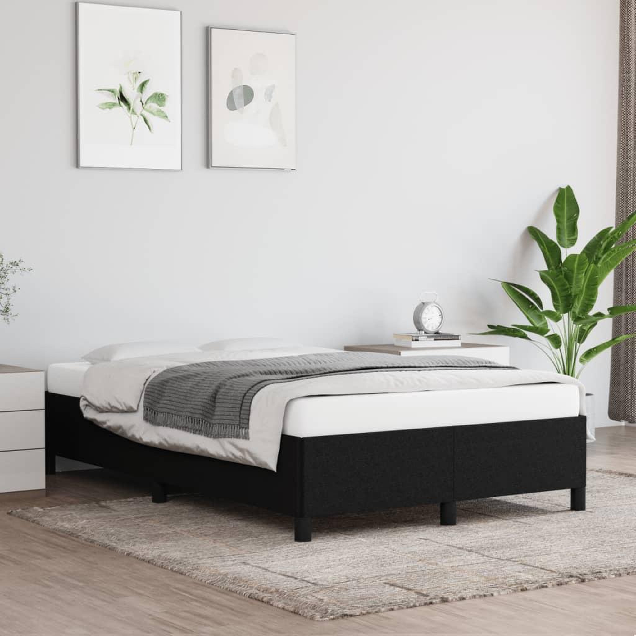 VIDAXL Cadre de lit sans matelas noir 120x190 cm tissu