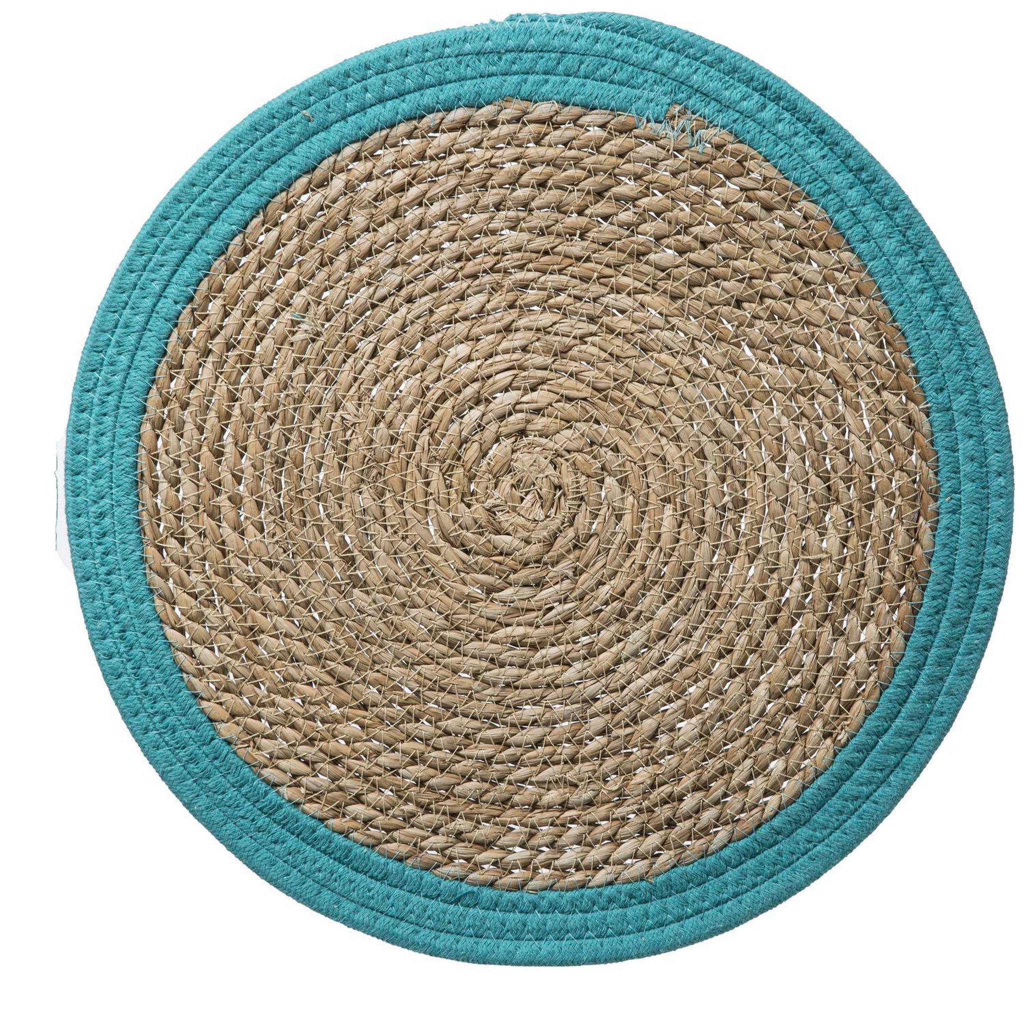 Voir la diapositive 3 : TOILINUX Lot de 6 sets de table rond en roseau et coton Pop