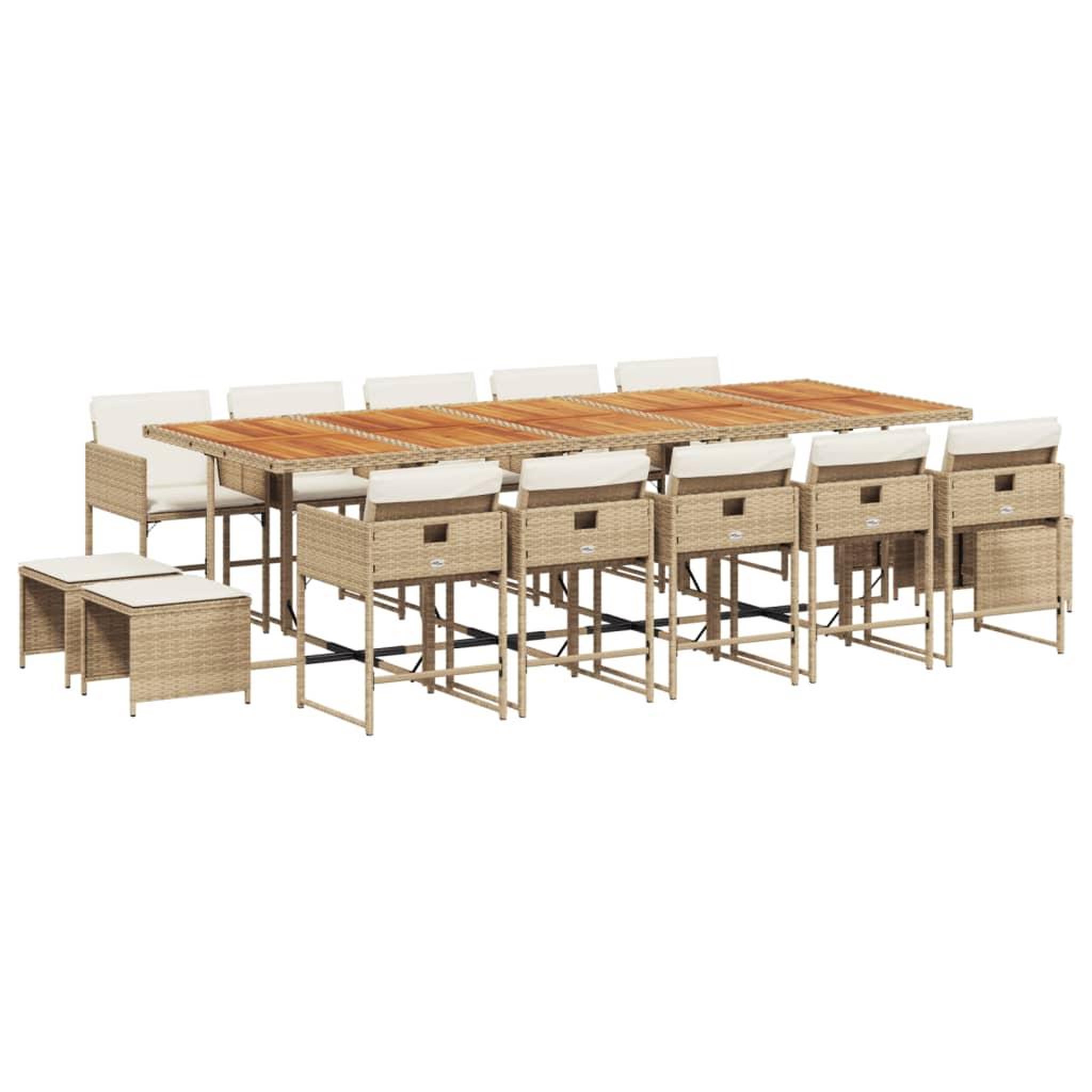 Voir la diapositive 2 : VIDAXL Ensemble a manger de jardin et coussins 15 pcs beige