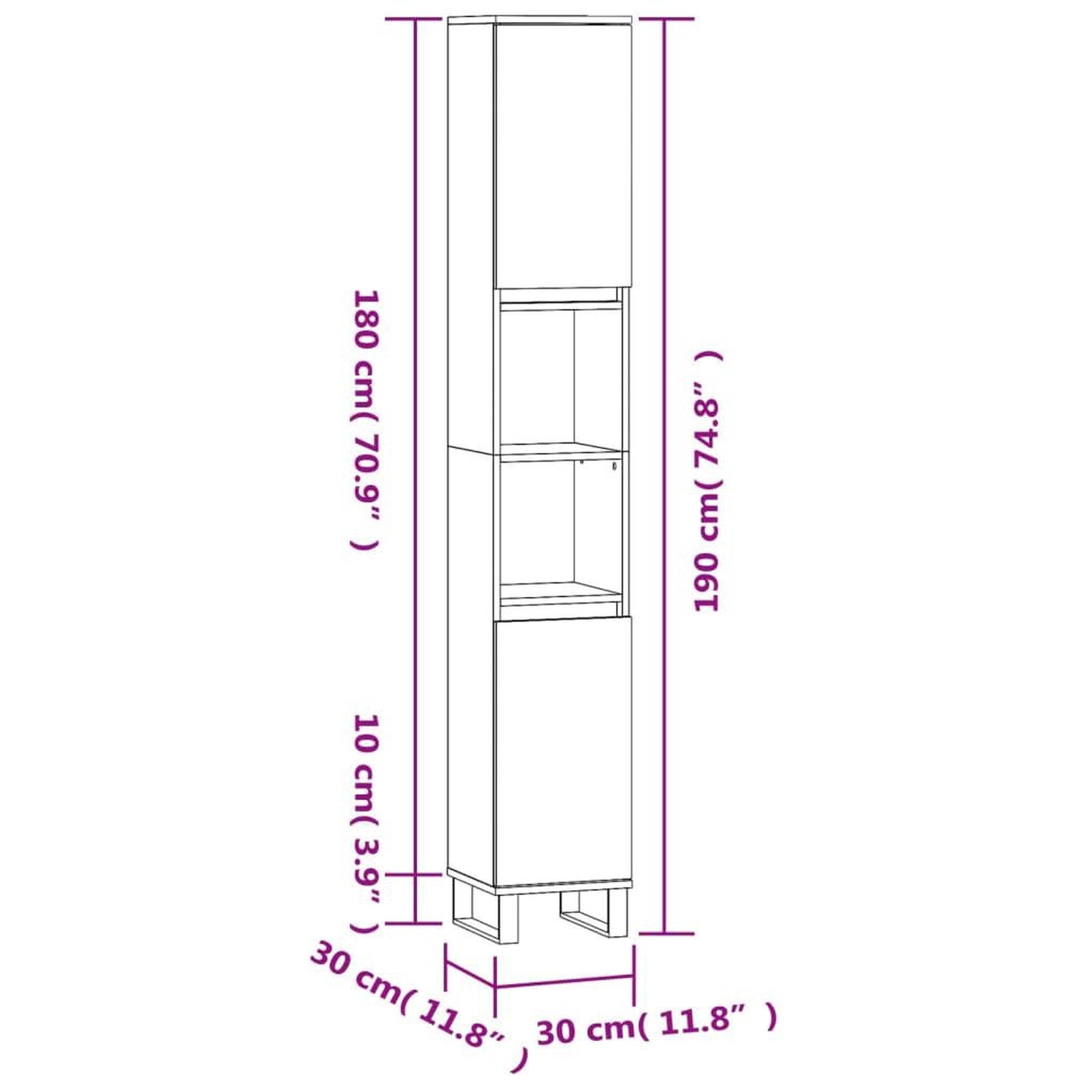 Voir la diapositive 6 : VIDAXL Armoire de bain chene fume 30x30x190 cm bois d'ingenierie