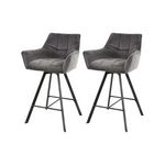LISA DESIGN Hatti - lot de 2 tabourets de bar pivotants - en velours gris. Coloris disponibles : Gris