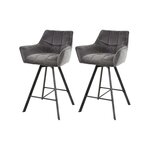 LISA DESIGN Hatti - lot de 2 tabourets de bar pivotants - en velours gris. Coloris disponibles : Gris