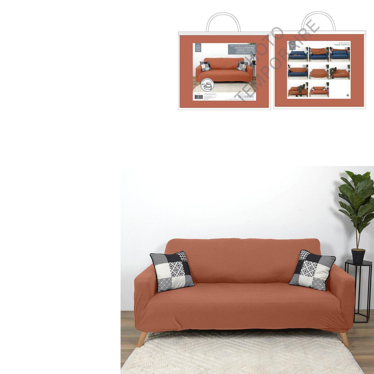 The Home Deco Factory Housse extensible pour canapé 2 places
