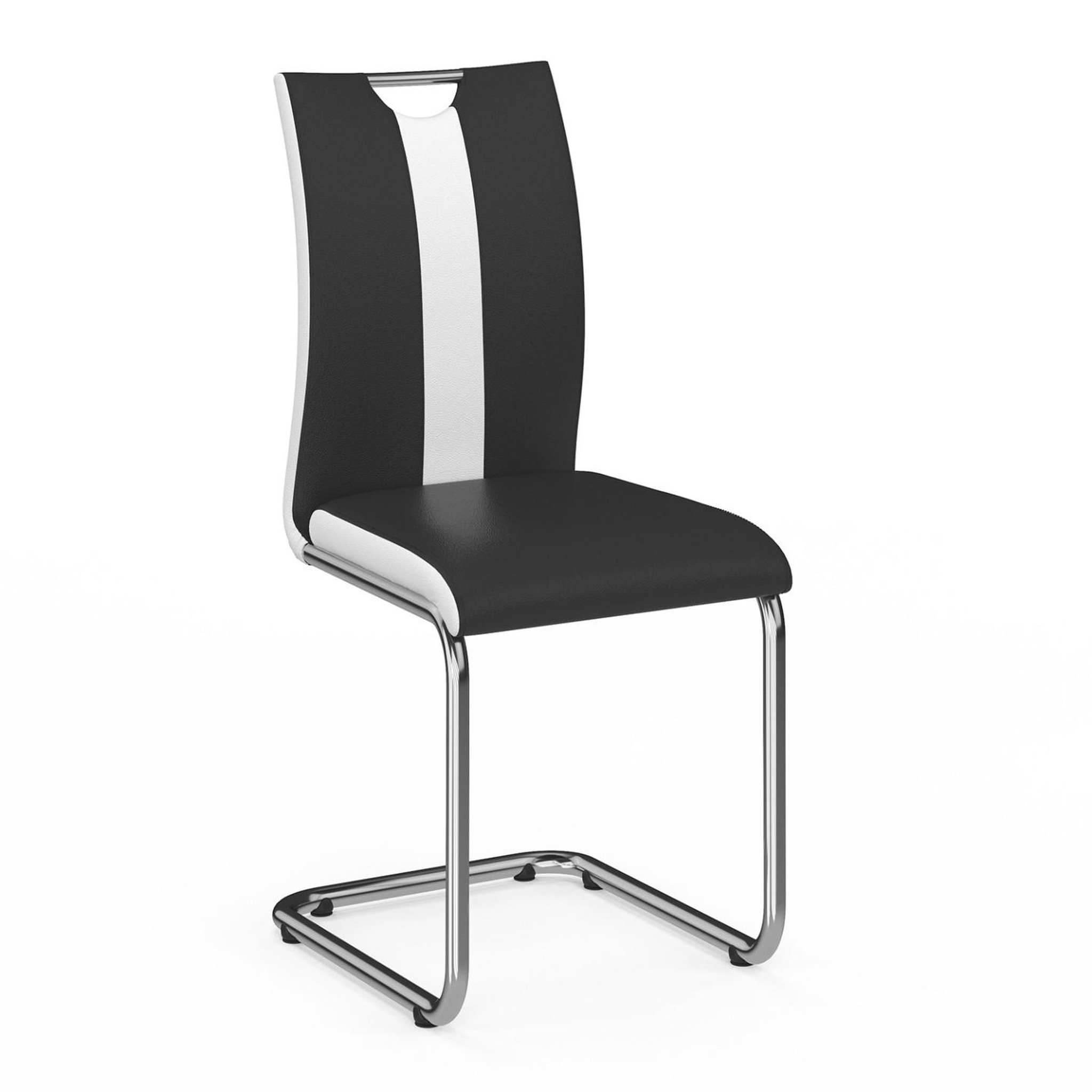 Voir la diapositive 3 : ID MARKET Lot de 4 chaises pia noires et blanches pour salle à manger