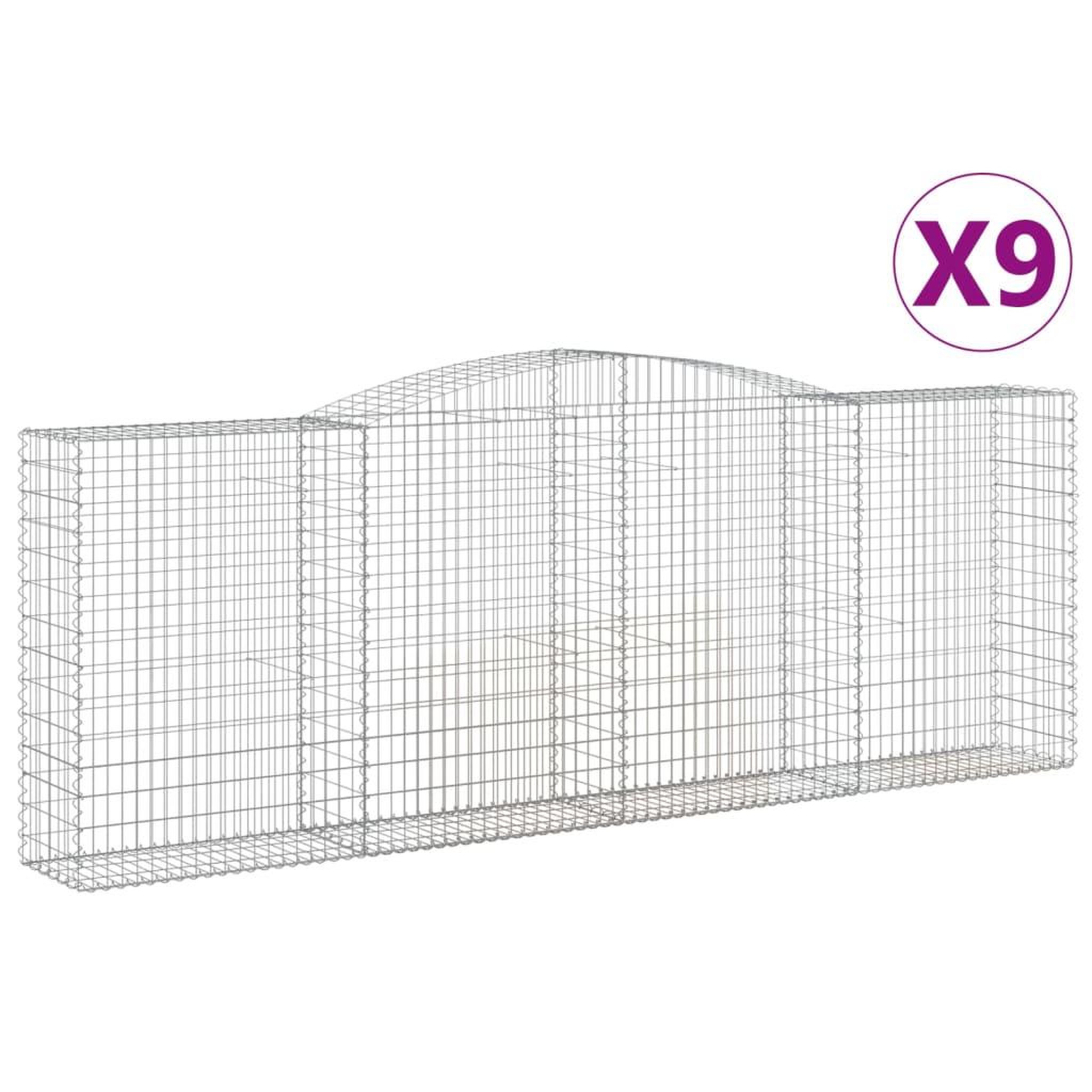 Voir la diapositive 2 : VIDAXL Paniers a gabions arques 9 pcs 400x50x140/160 cm Fer galvanise