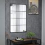 Voir la diapositive 2 : HOMCOM Miroir mural verrière rectangulaire style industriel - horizontal ou vertical - 4 crochets - métal noir