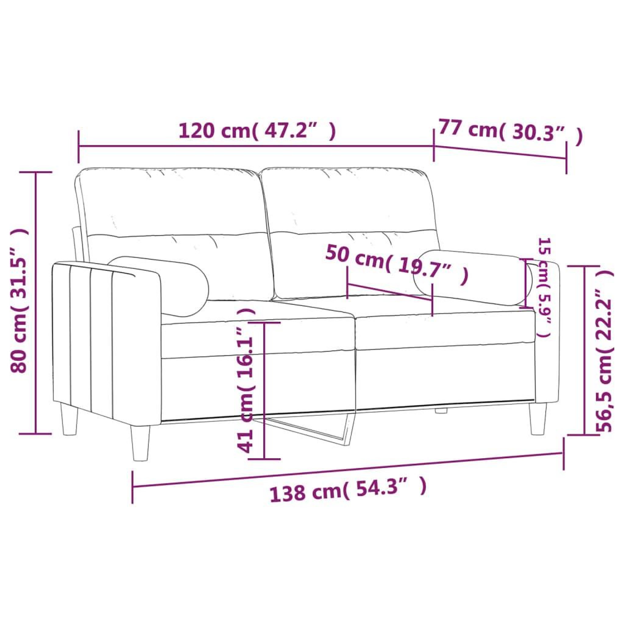 Voir la diapositive 6 : VIDAXL Canape 2 places avec oreillers bordeaux 120 cm tissu