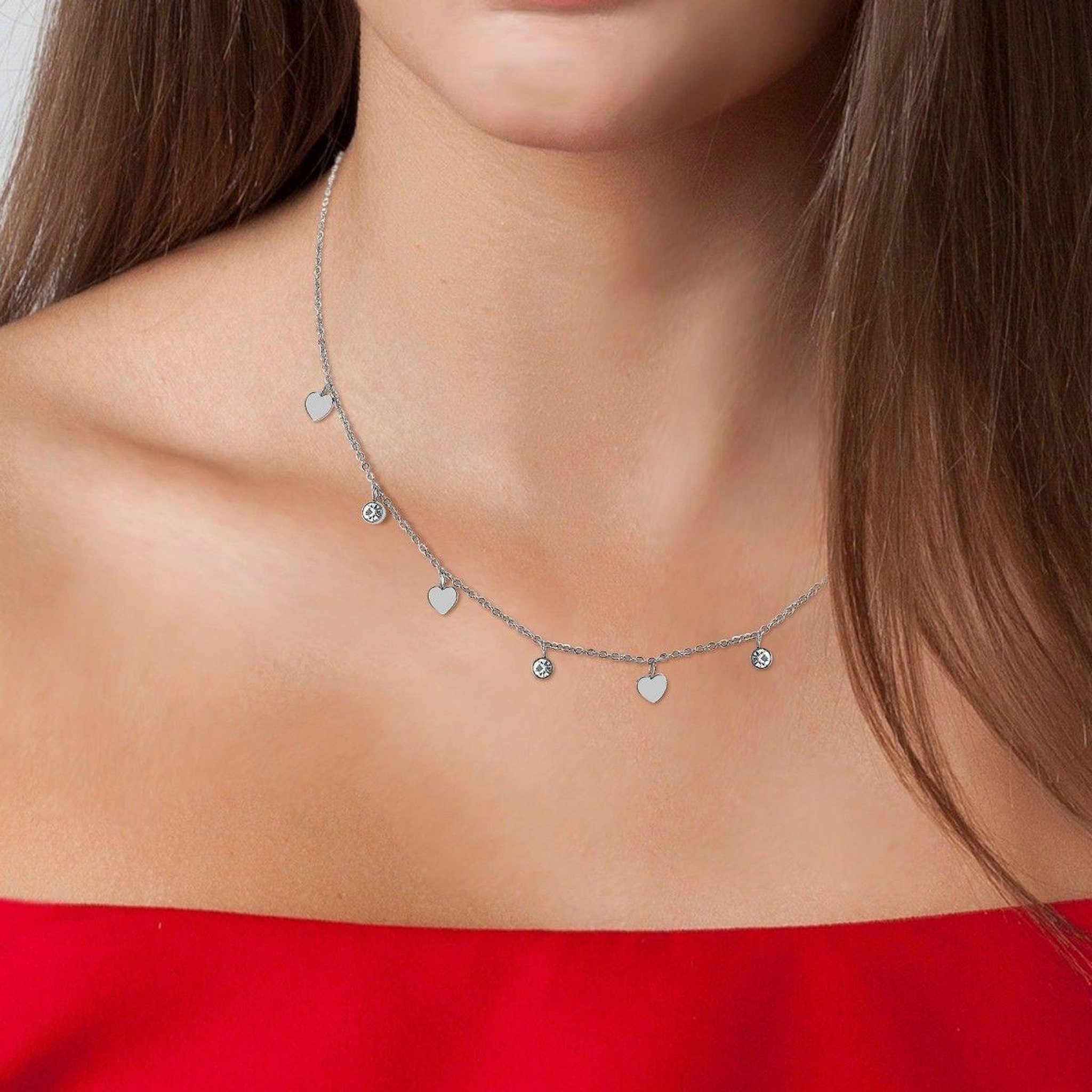 Voir la diapositive 2 : SC CRYSTAL Collier coeurs par SC Crystal orné de Zirconium