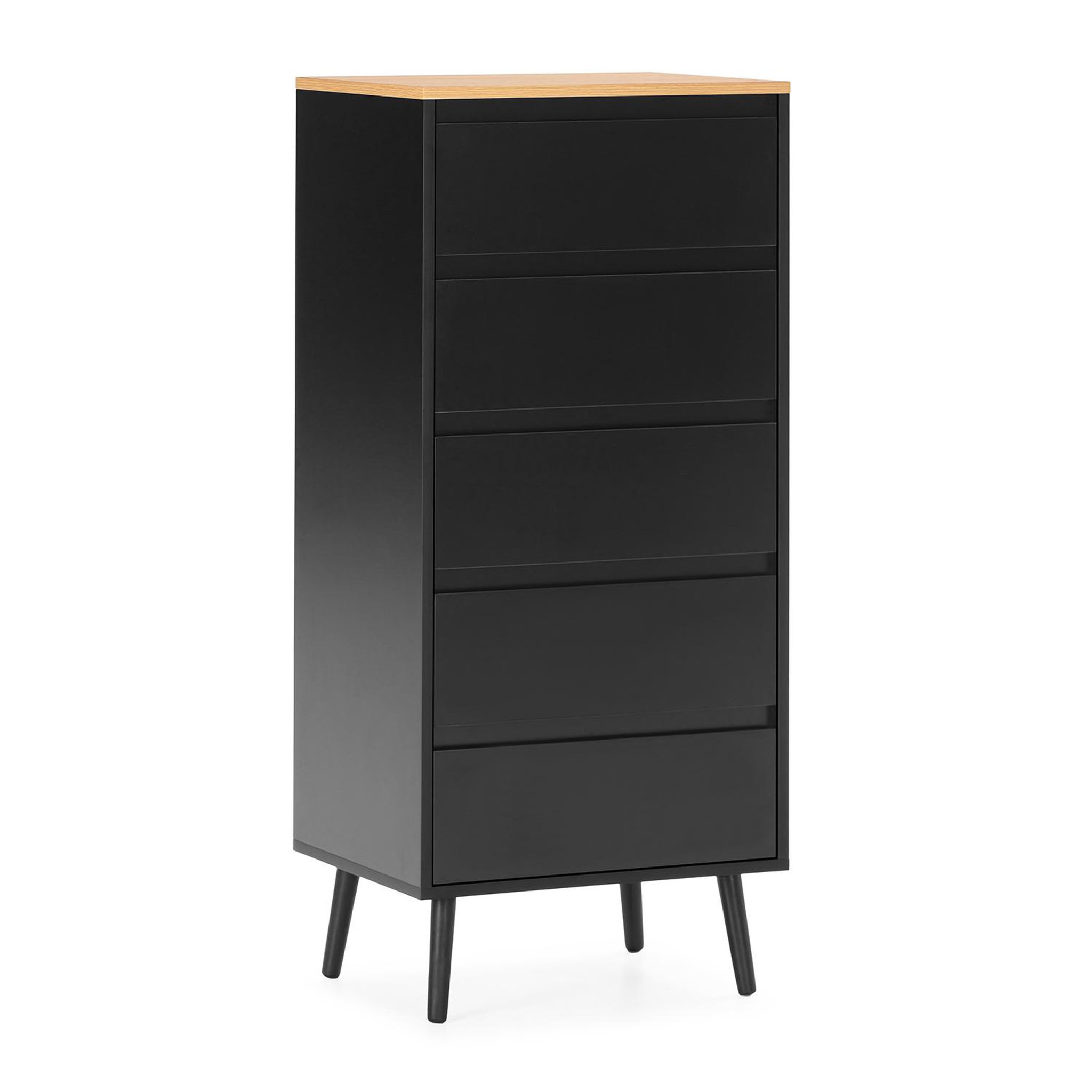 VS VENTA-STOCK Commode haute Desi 5 tiroirs couleur Noir