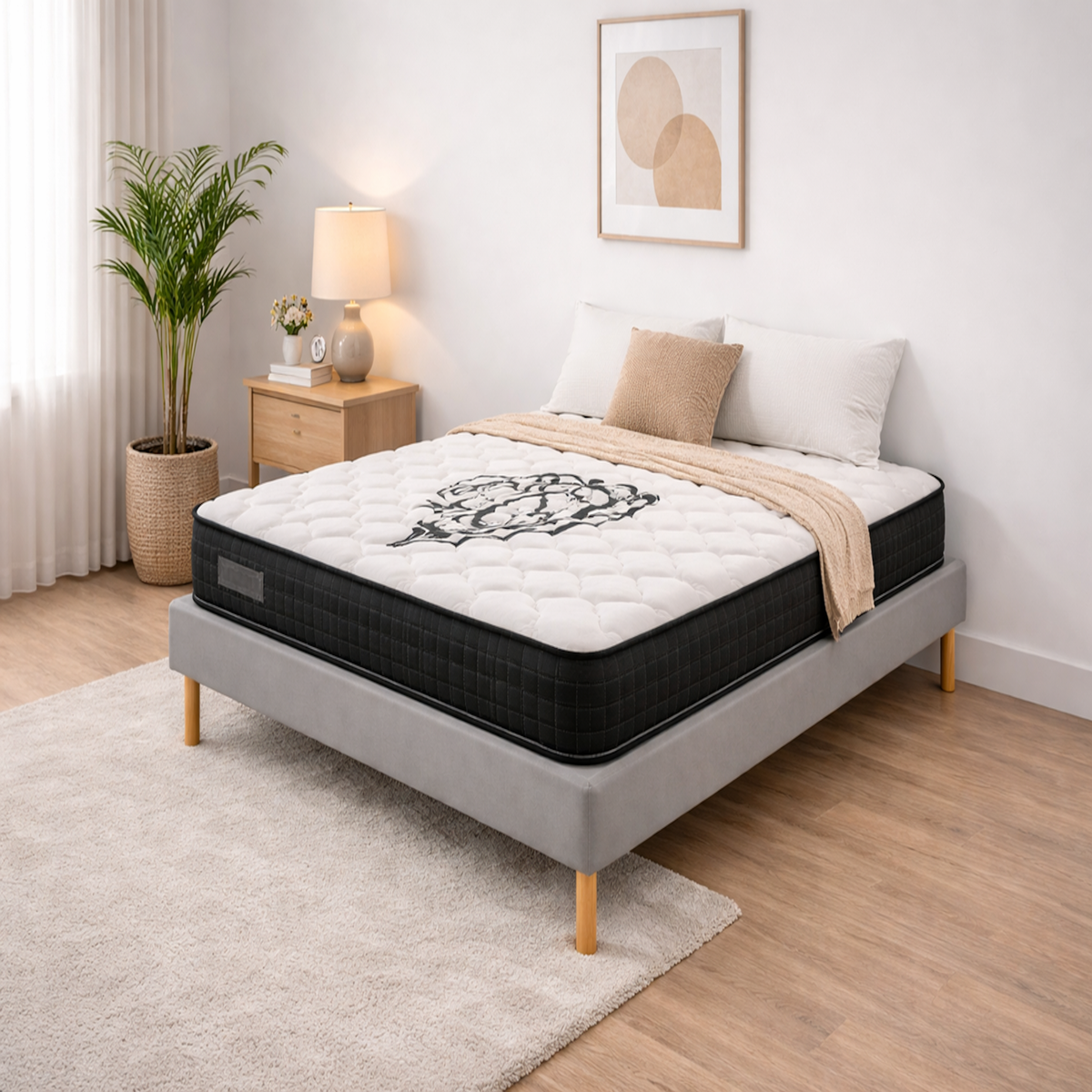 PROVENCE LITERIE Ensemble Sommier Tapissier et Matelas Soutien Ferme Mousse