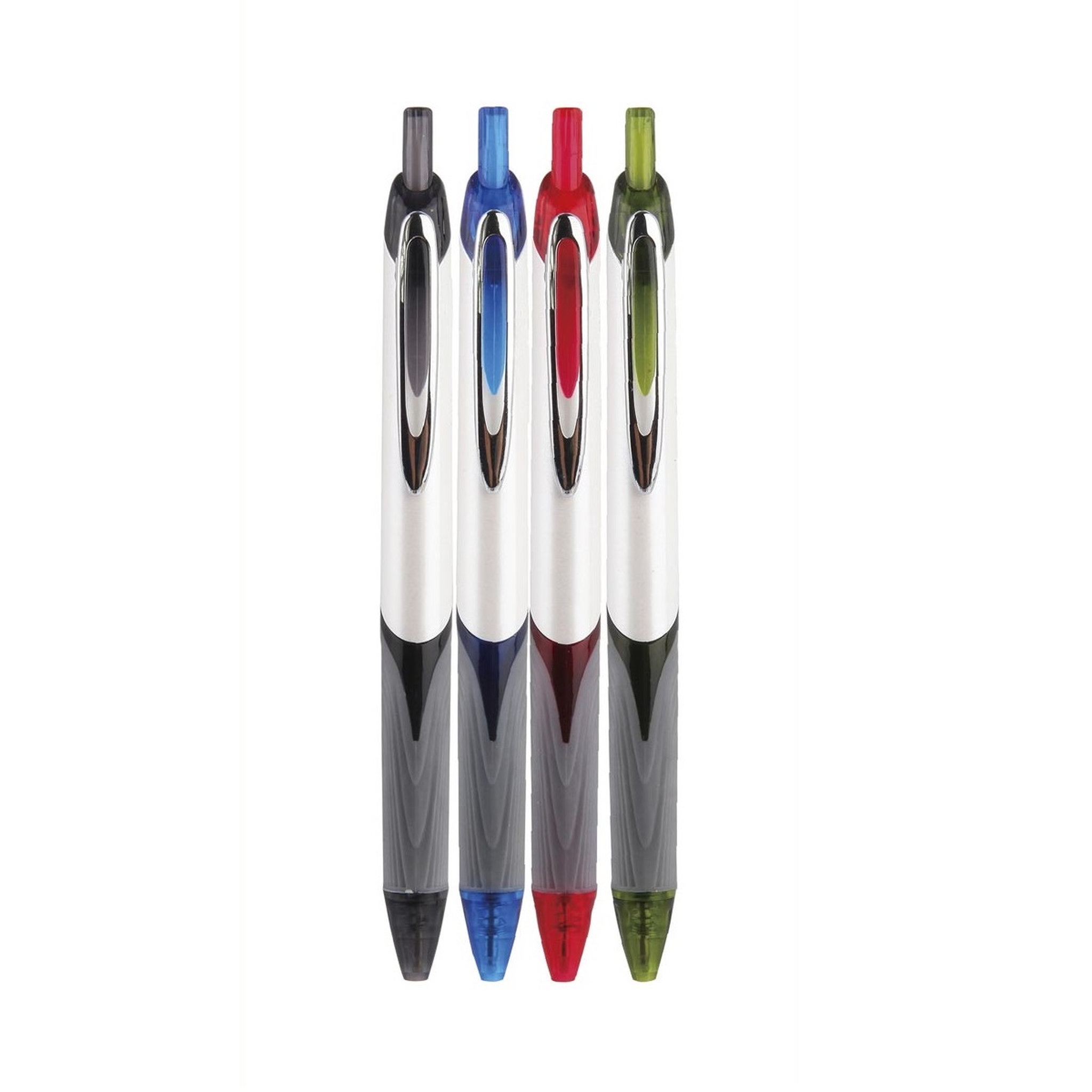 AUCHAN  Lot de 4 stylos billes gel 4 couleurs rétractables