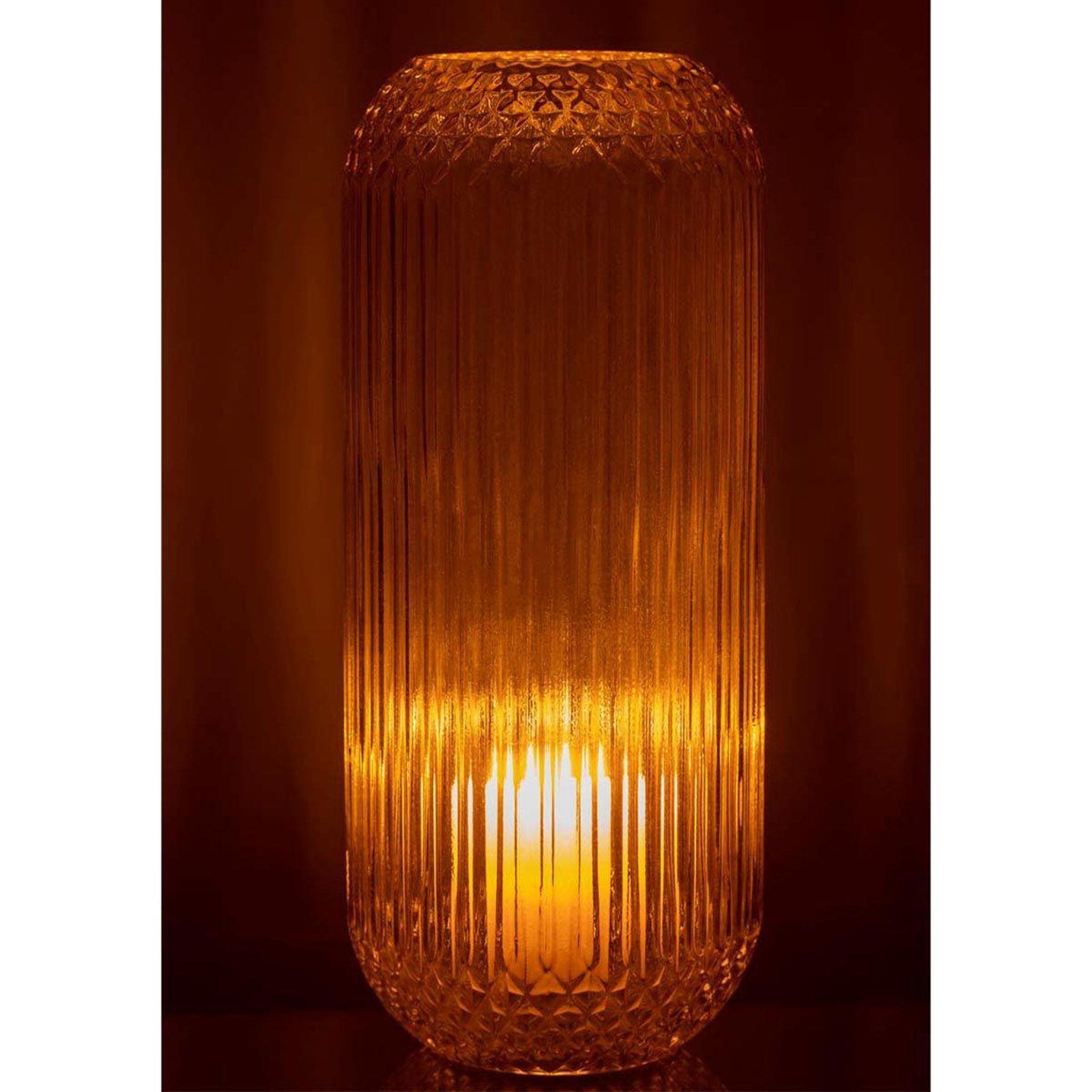 Voir la diapositive 3 : J-LINE Vase design en verre  droit  36cm jaune
