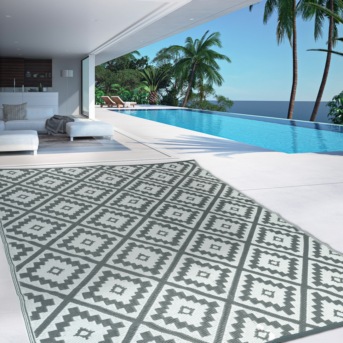 ID MARKET Tapis extérieur BAHAMAS gris 270 x 470 CM