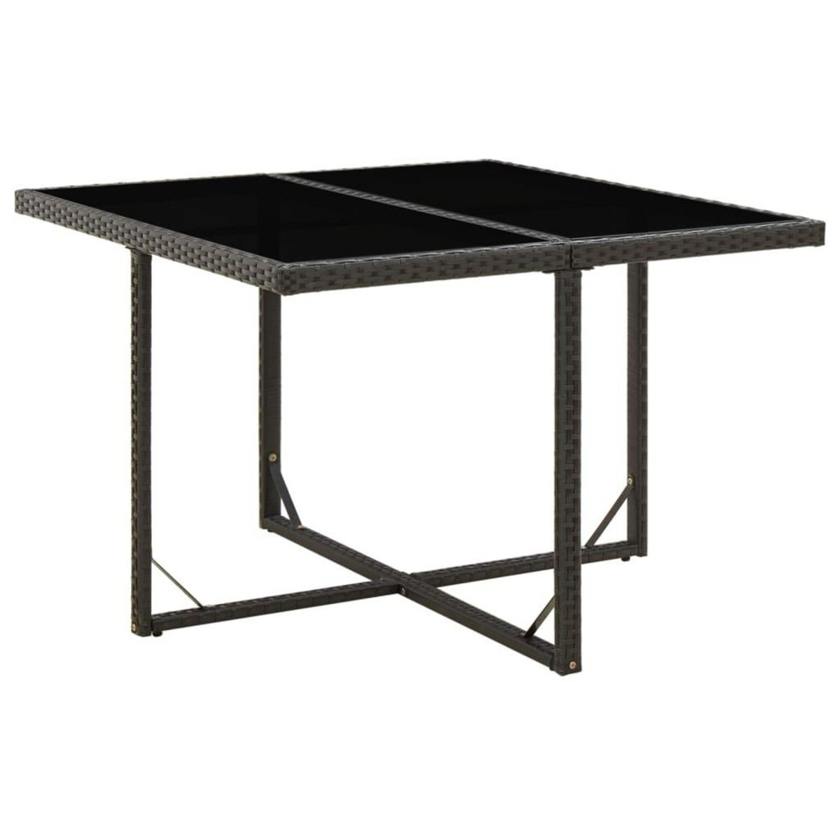 VIDAXL Table de jardin Noir 109x107x74 cm Resine tressee et verre