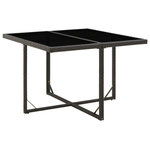 VIDAXL Table de jardin Noir 109x107x74 cm Resine tressee et verre