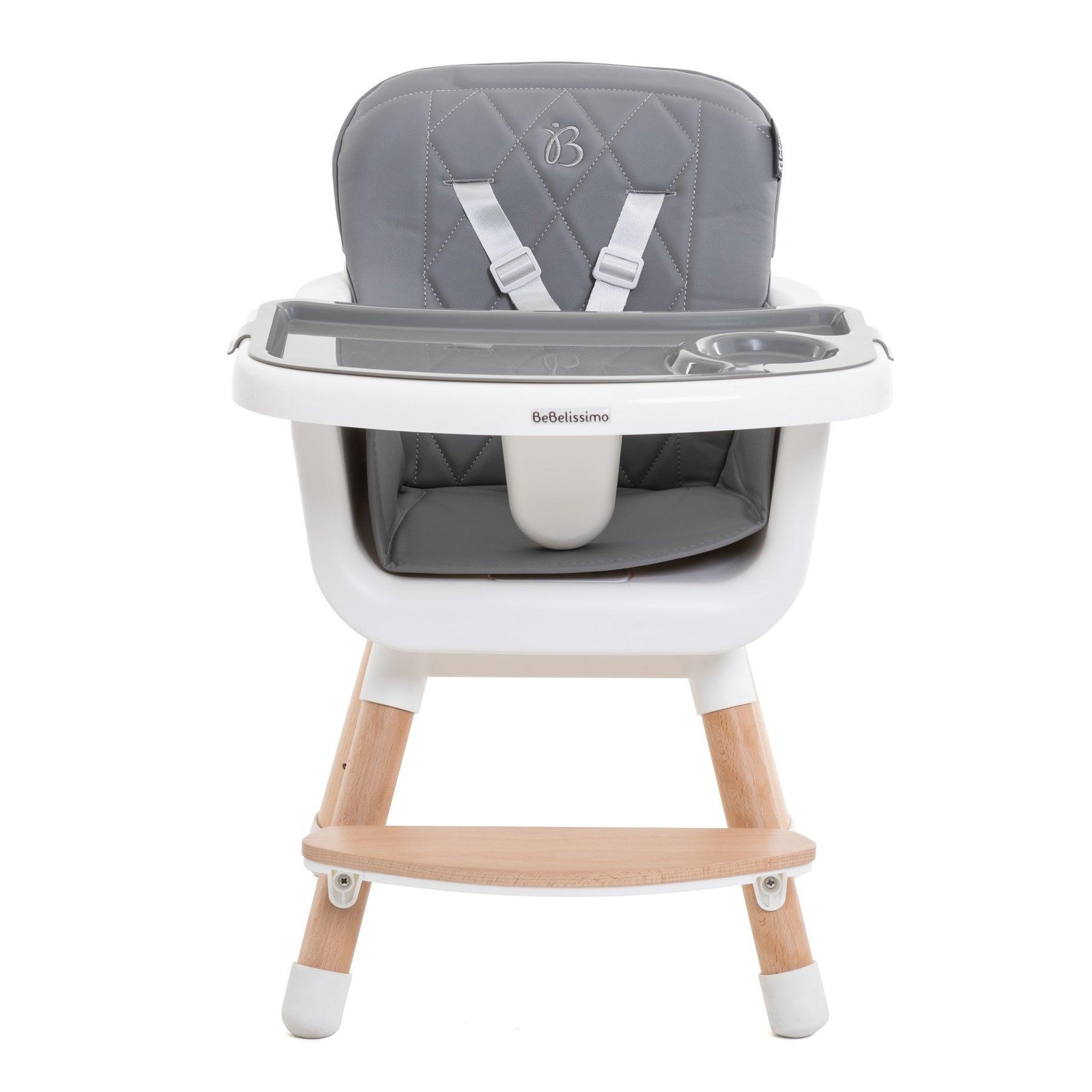 Voir la diapositive 3 : BEBELISSIMO BEBELISSIMO - Chaise Haute bébé - Évolutive - Réglable - en Bois - 2 en 1 – 6 mois jusqu'à 5 ans - gris