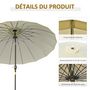Voir la diapositive 6 : OUTSUNNY Parasol inclinable rond avec manivelle métal fibre de verre Ø 2,55 m polyester haute densité beige