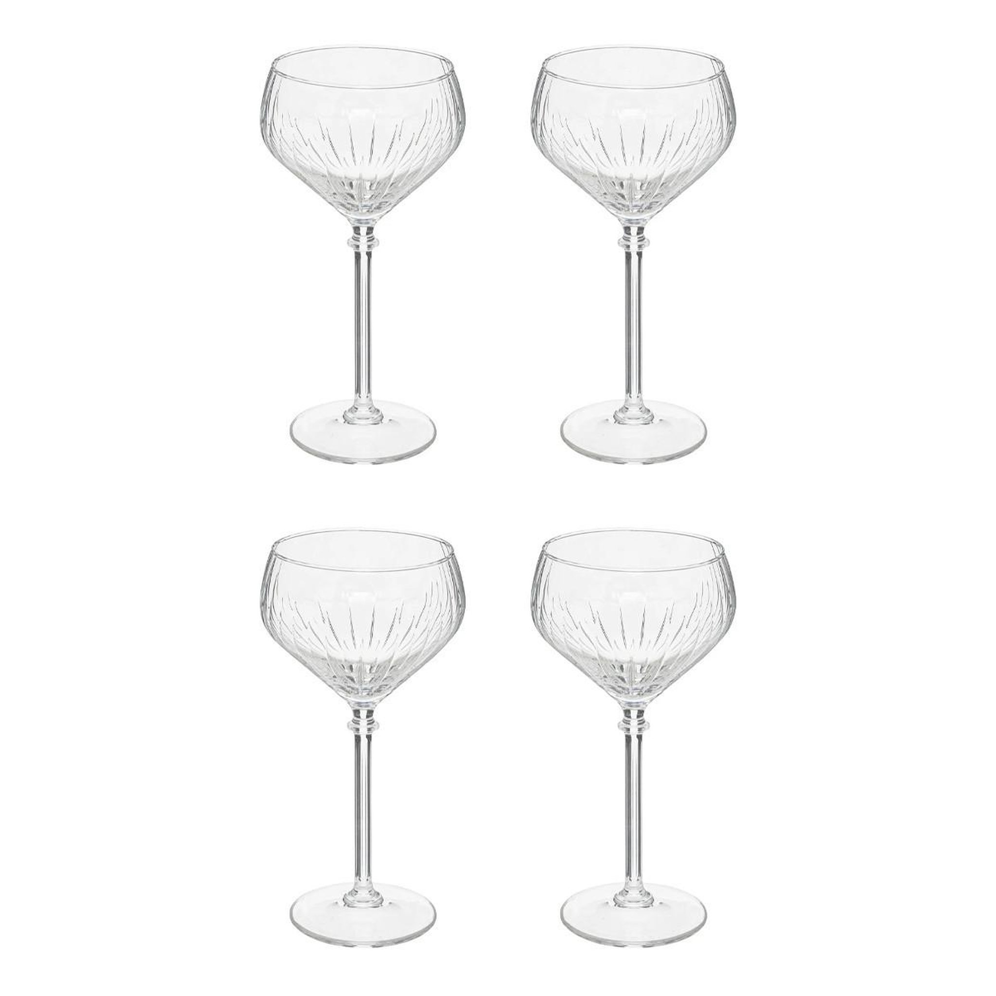 SECRET DE GOURMET Lot de 4 coupes à champagne  strié  32cl transparent
