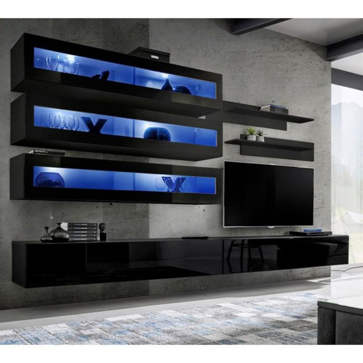 Paris Prix Meuble TV Mural Design  Fly X  320cm Noir