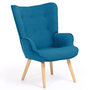 Voir la diapositive 1 : ID MARKET Fauteuil scandinave IVAR en tissu bleu canard
