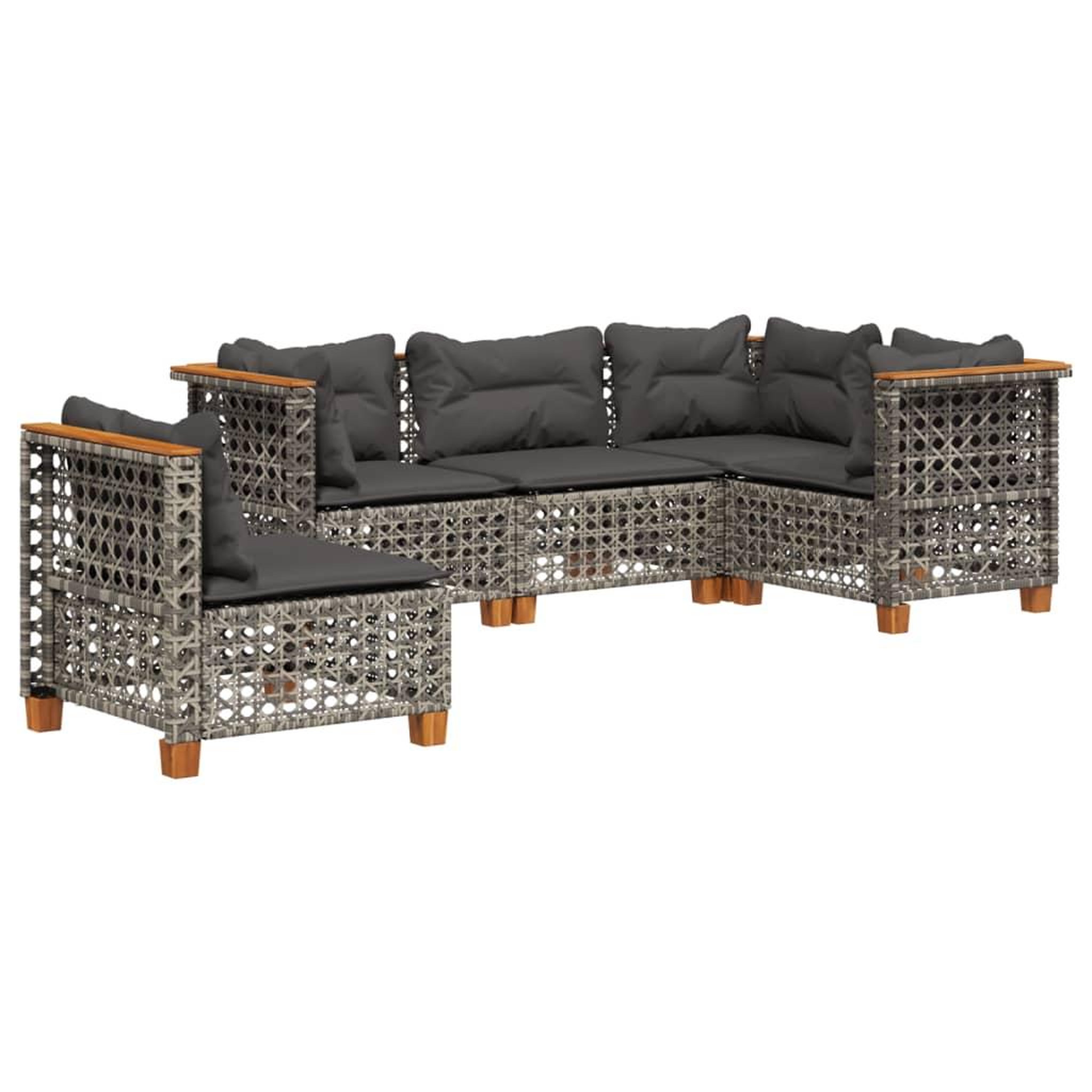 Voir la diapositive 2 : VIDAXL Salon de jardin 5 pcs avec coussins gris resine tressee