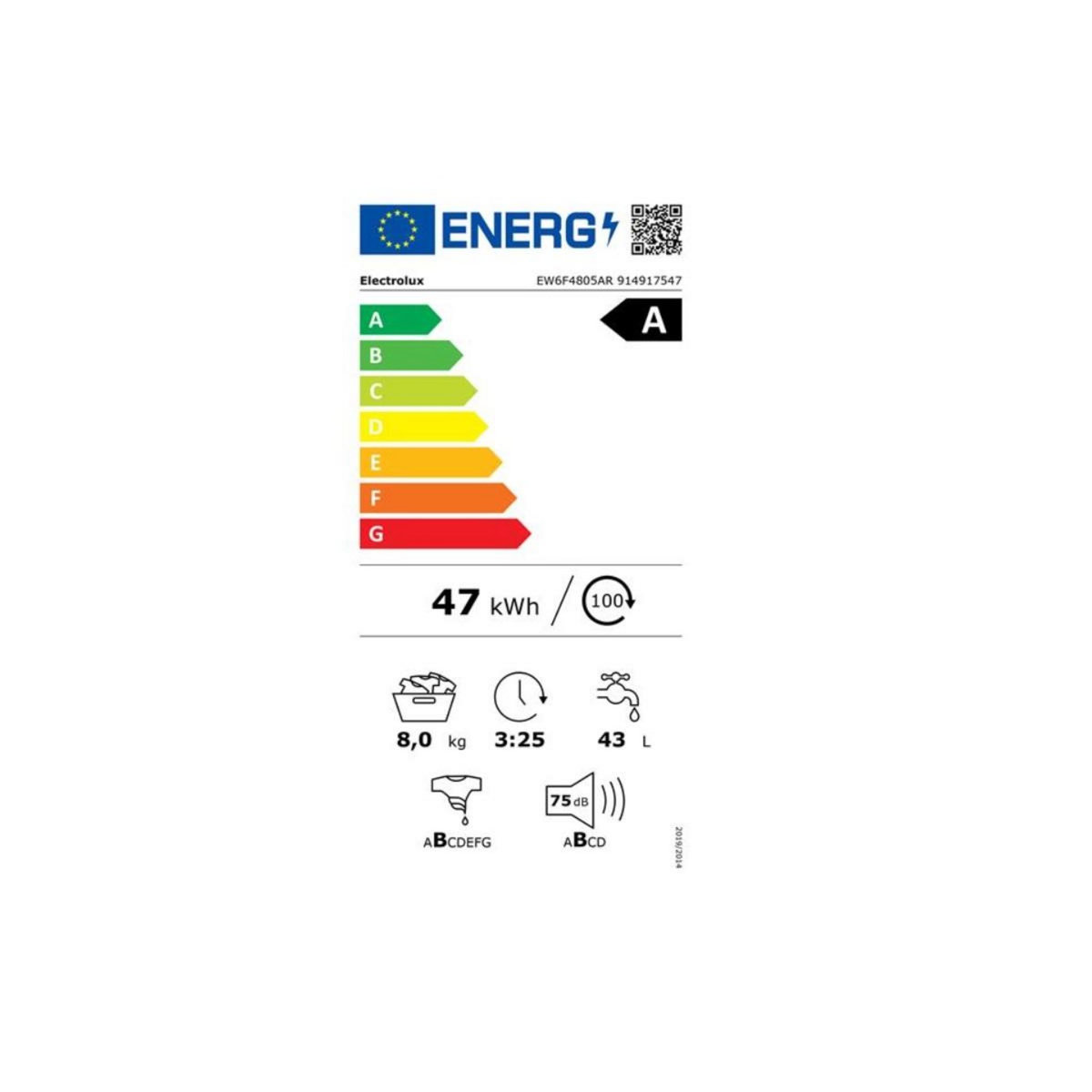 ELECTROLUX Lave-linge frontal 8kg 1351 tours/min - EW6F4805AR