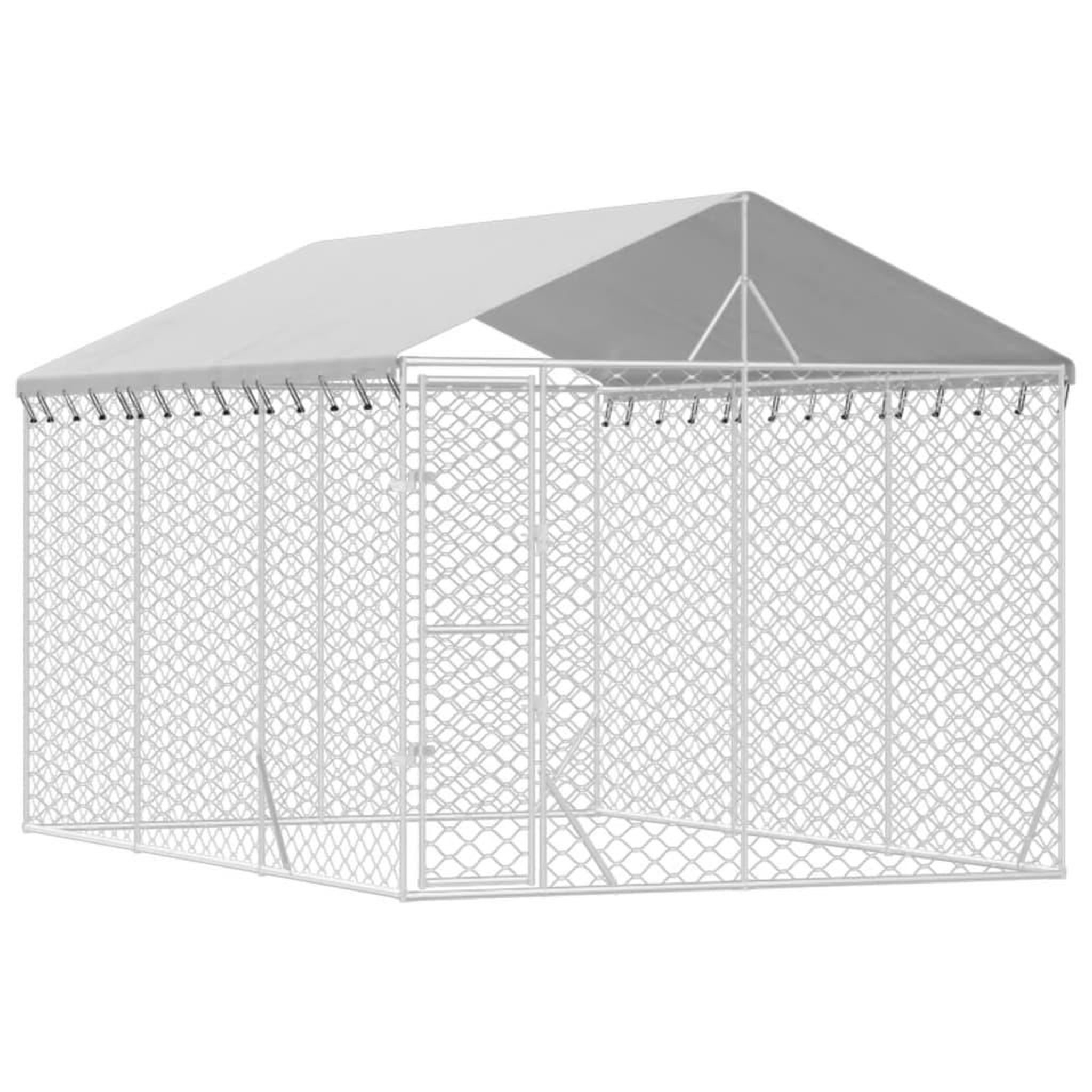 Voir la diapositive 3 : VIDAXL Chenil d'exterieur pour chiens avec toit argente 3x4,5x2,5 m