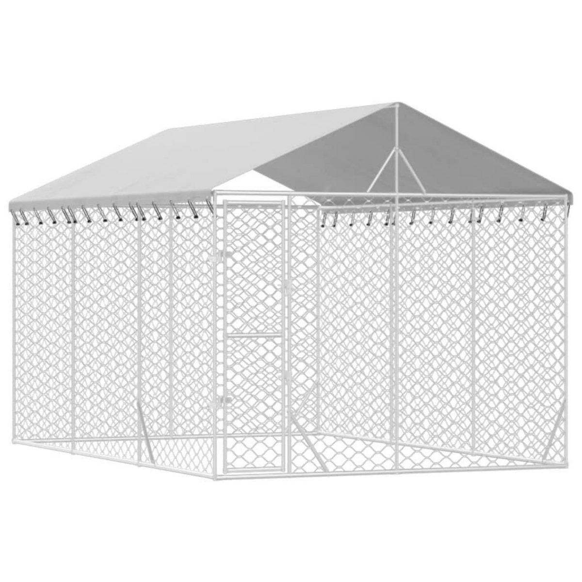 VIDAXL Chenil d'exterieur pour chiens avec toit argente 3x4,5x2,5 m