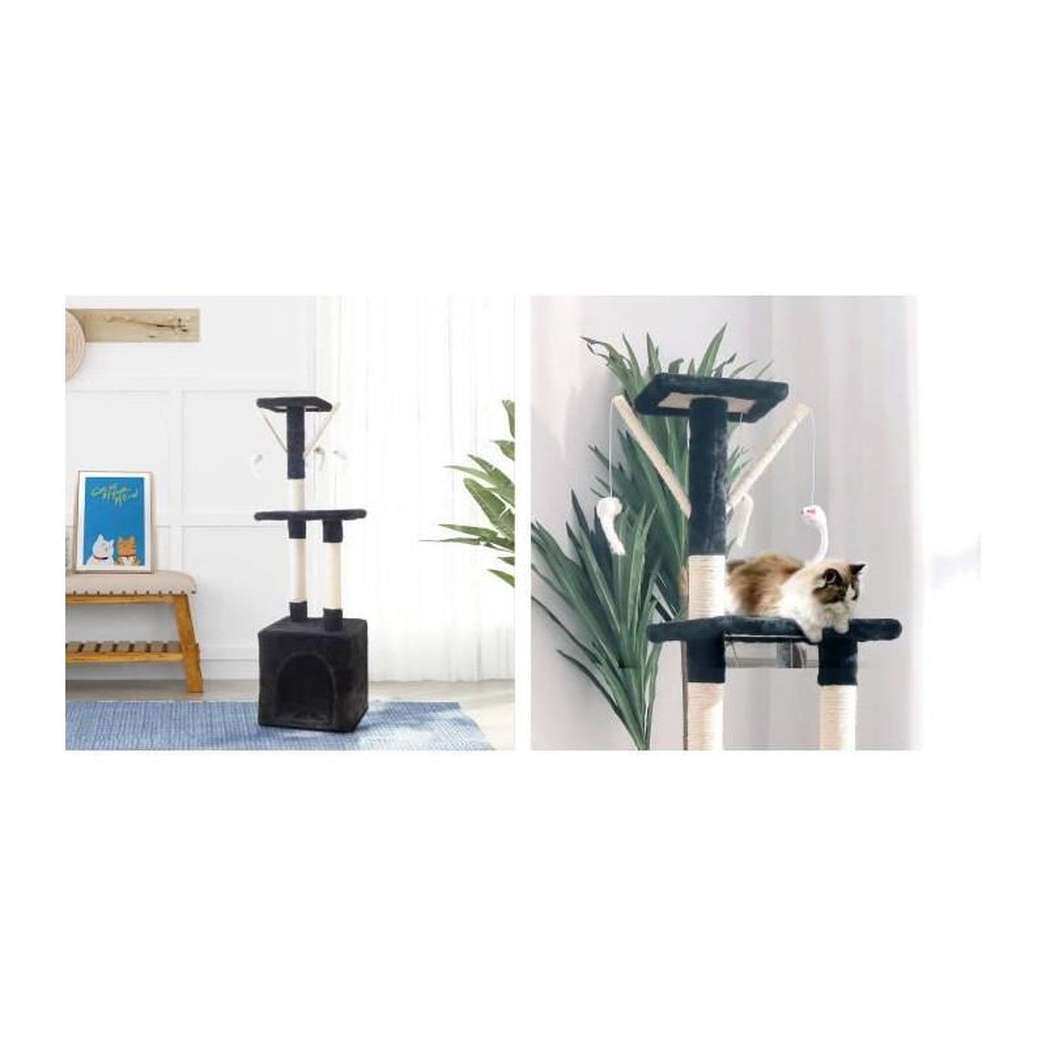 Voir la diapositive 3 : GENERIQUE Arbre a chat BETTY - 30 x 30 x 110 cm - Noir