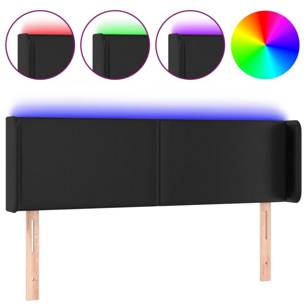 VIDAXL Tete de lit a LED Noir 147x16x78/88 cm Similicuir