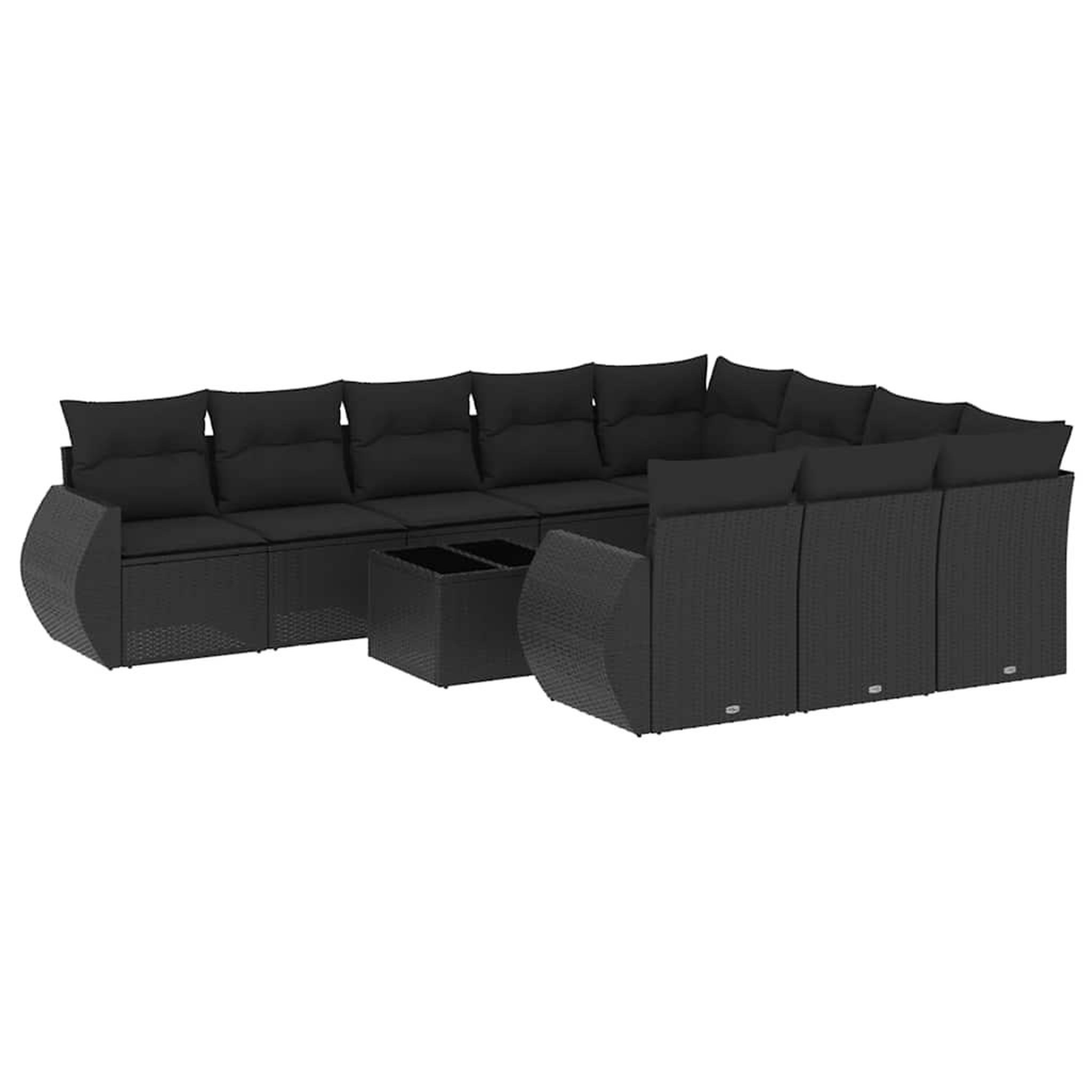 Voir la diapositive 2 : VIDAXL Salon de jardin 11 pcs avec coussins noir resine tressee