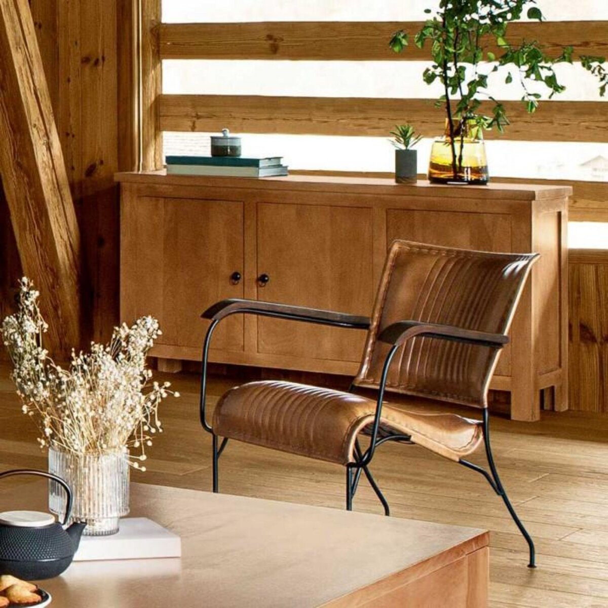 ATMOSPHERA Buffet 3 portes en bois de Manguier Ajmal - Marron