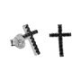 Voir la diapositive 1 : L'ATELIER D'AZUR Boucles d'Oreilles Argent 925/000 Rhodié - Croix Pavée de Zirconiums Noirs