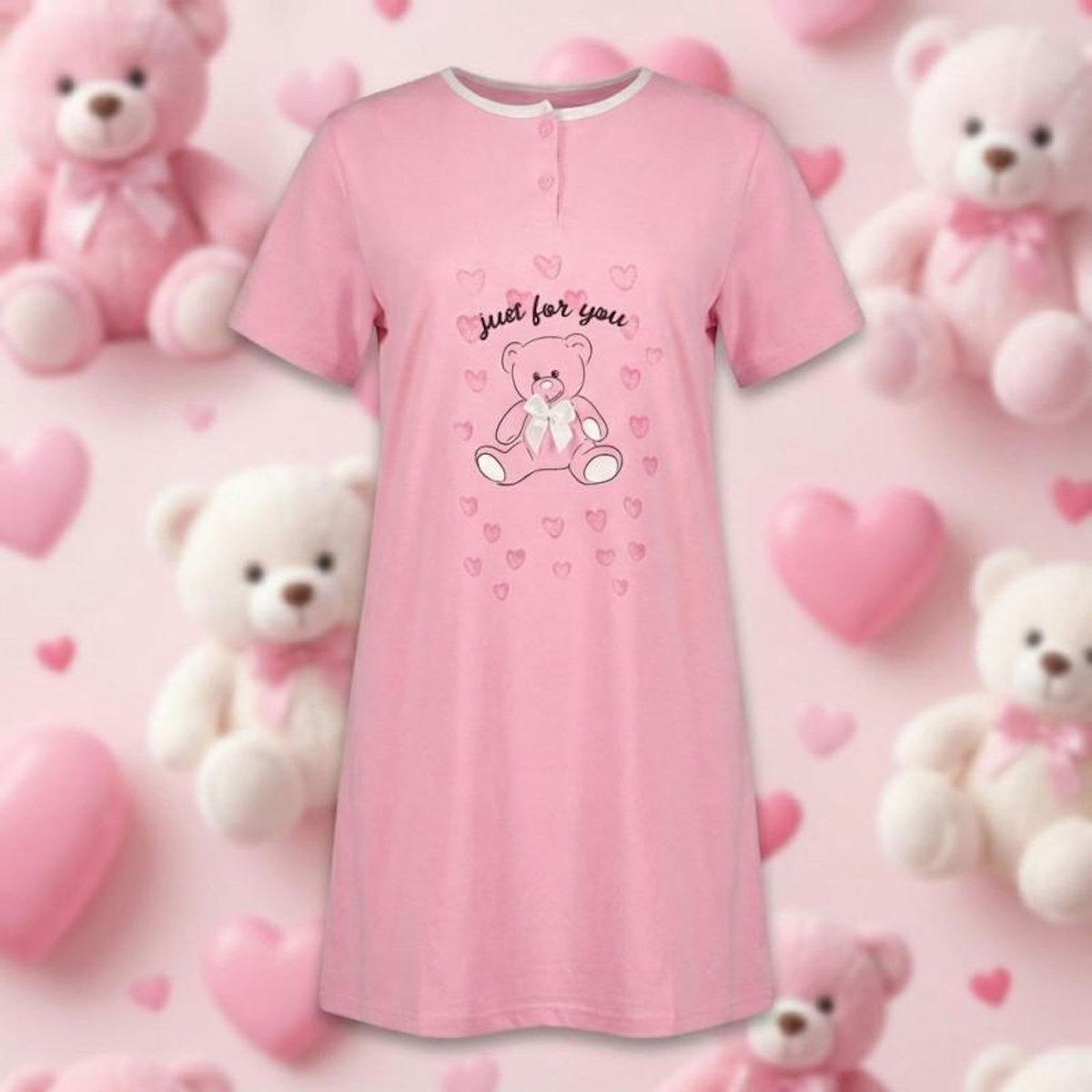 OZABI OZABI Chemise de Nuit Femme Microfibre OURSON Manches Courtes