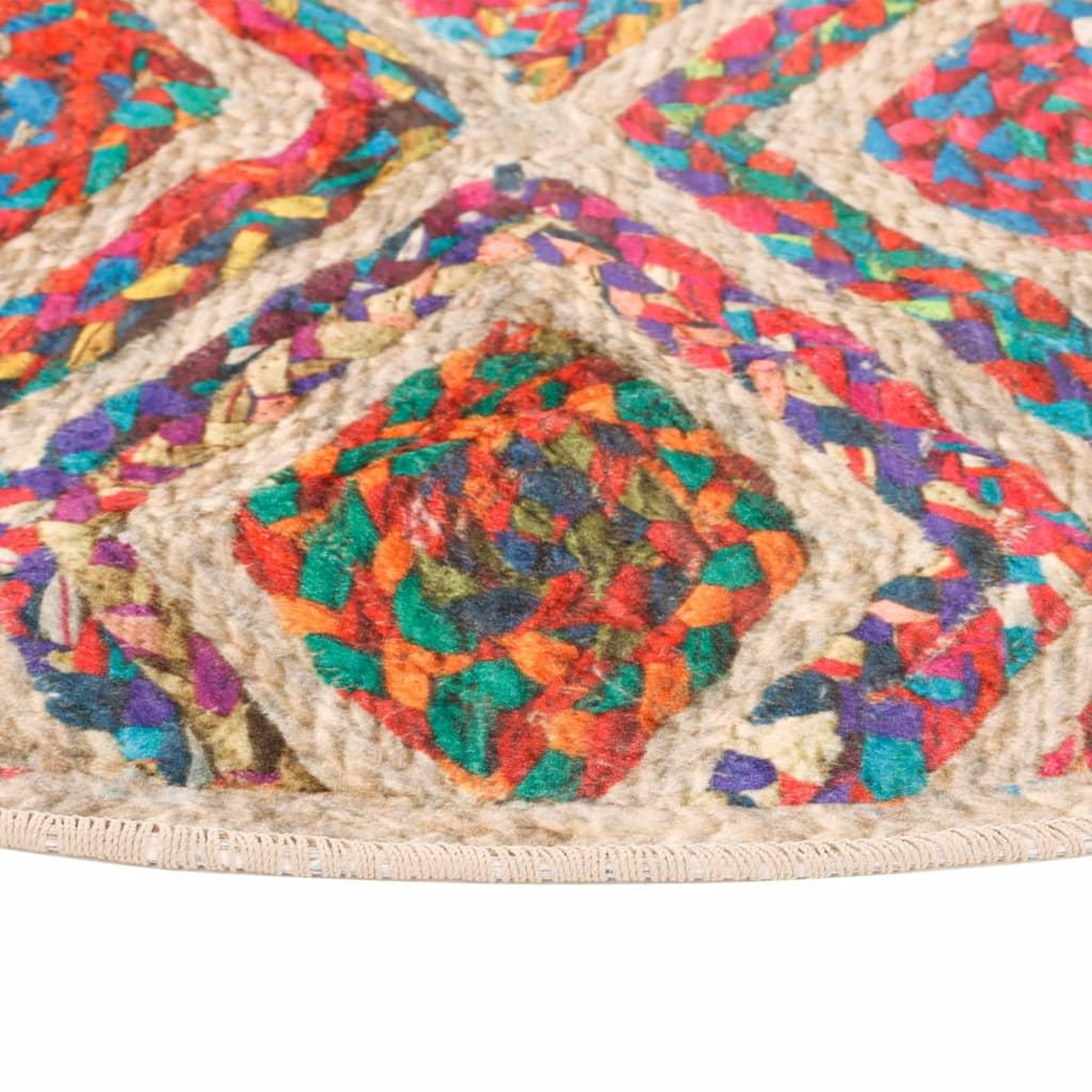 Voir la diapositive 4 : VIDAXL Tapis lavable multicolore Ø 120 cm antiderapant