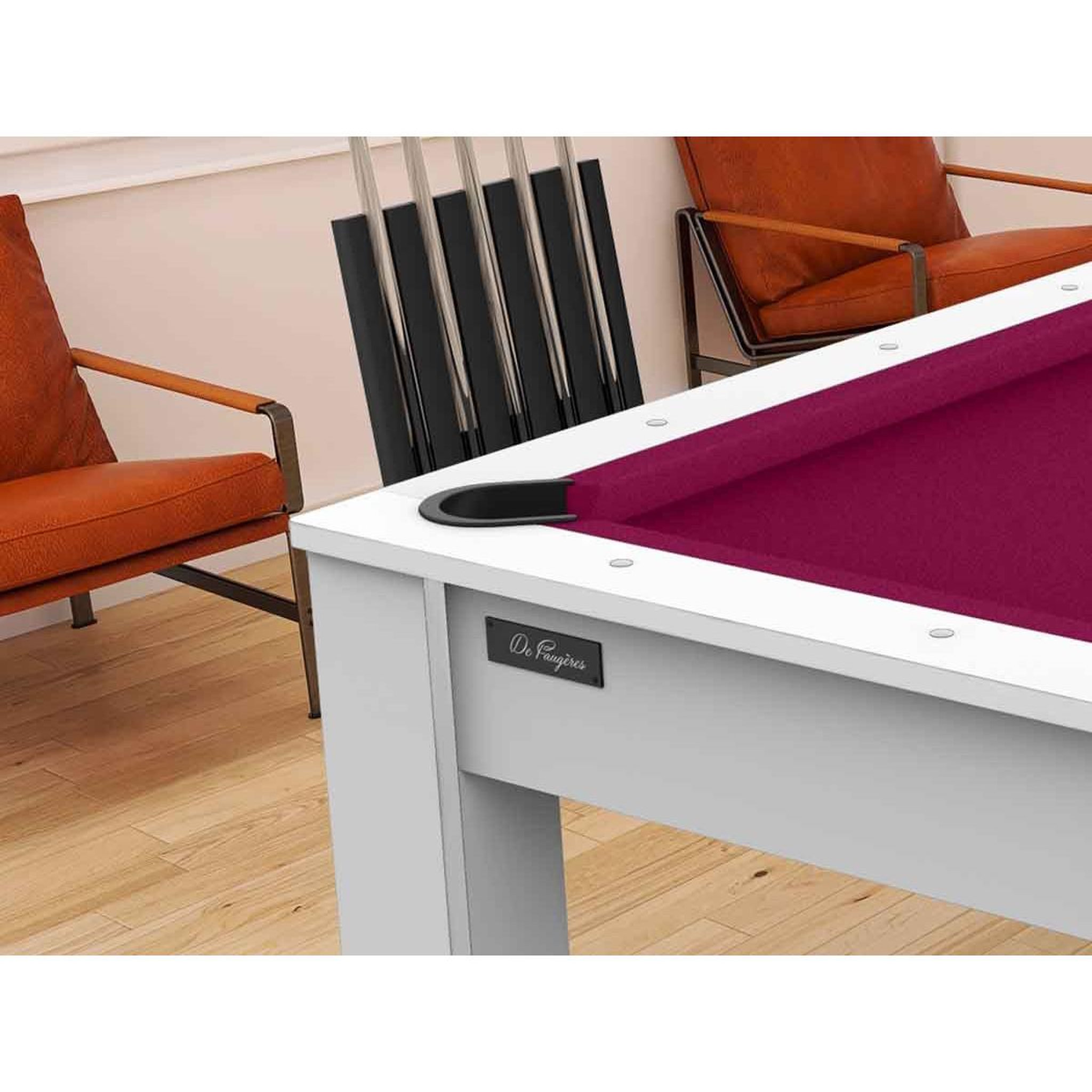 Voir la diapositive 6 : DE FAUGERES Table de Billard Convertible  Oregon  213cm Blanc & Prune