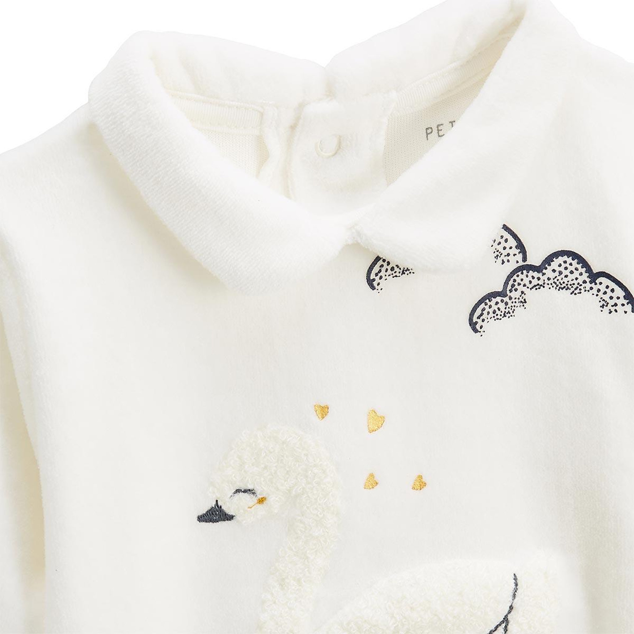 Voir la diapositive 3 : Petit Béguin Pyjama enfant 2 pièces en velours à pieds retroussables swan