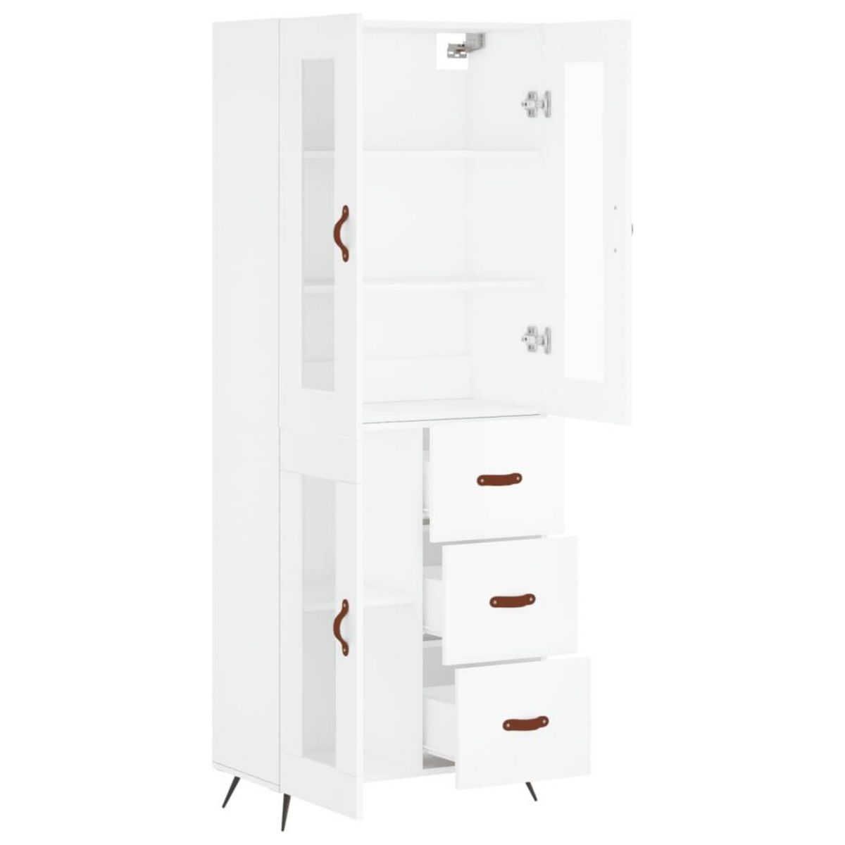 VIDAXL Buffet haut Blanc 69,5x34x180 cm Bois d'ingenierie