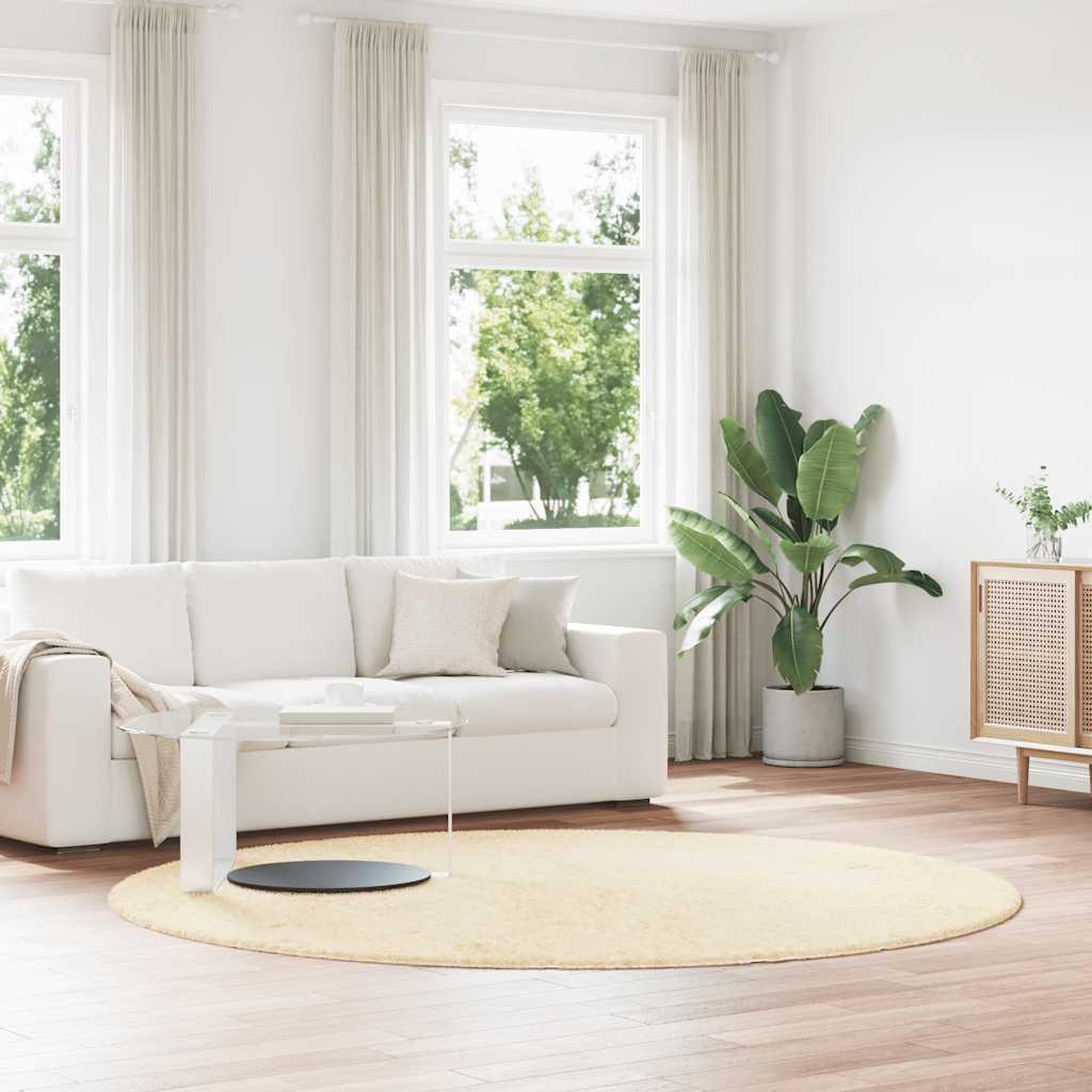 VIDAXL Tapis shaggy a poils longs NAVARRA creme 240x240 cm polyester