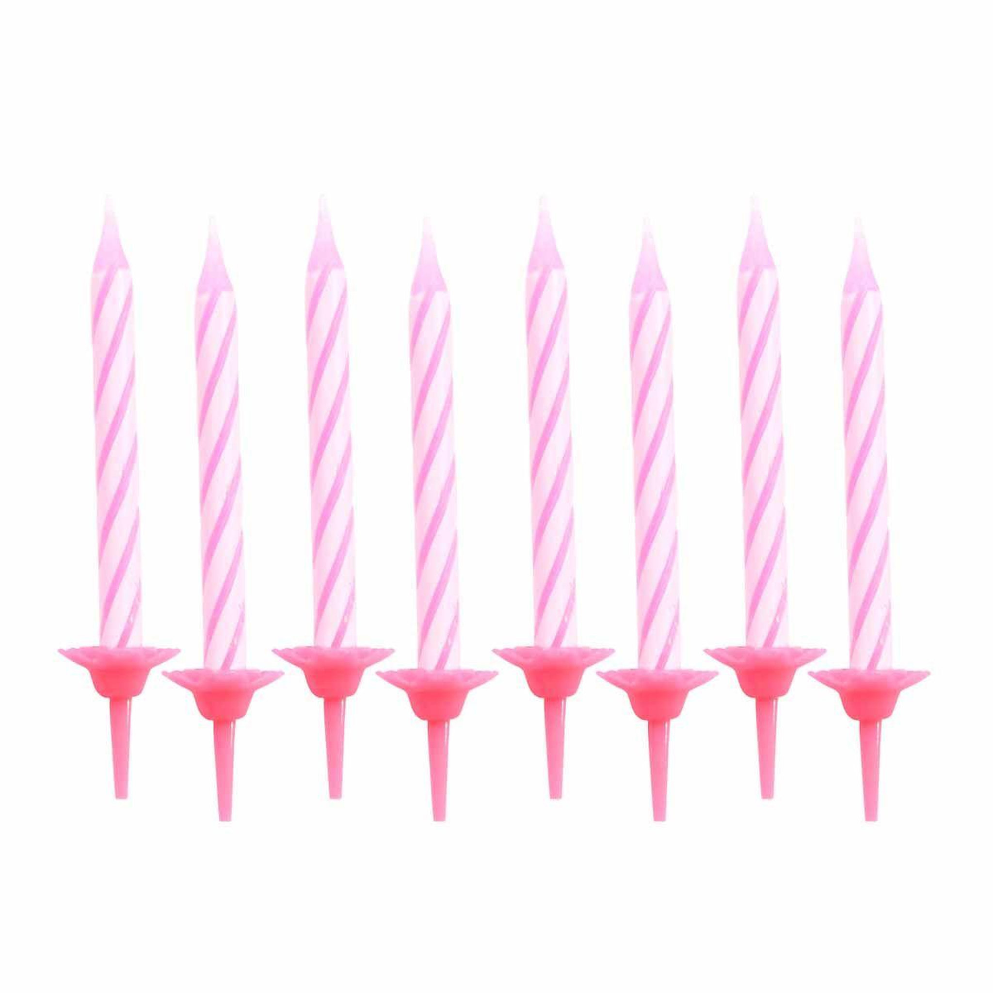 HOMEA Lot de 24 Bougies d'Anniversaire  Support  5cm Rose