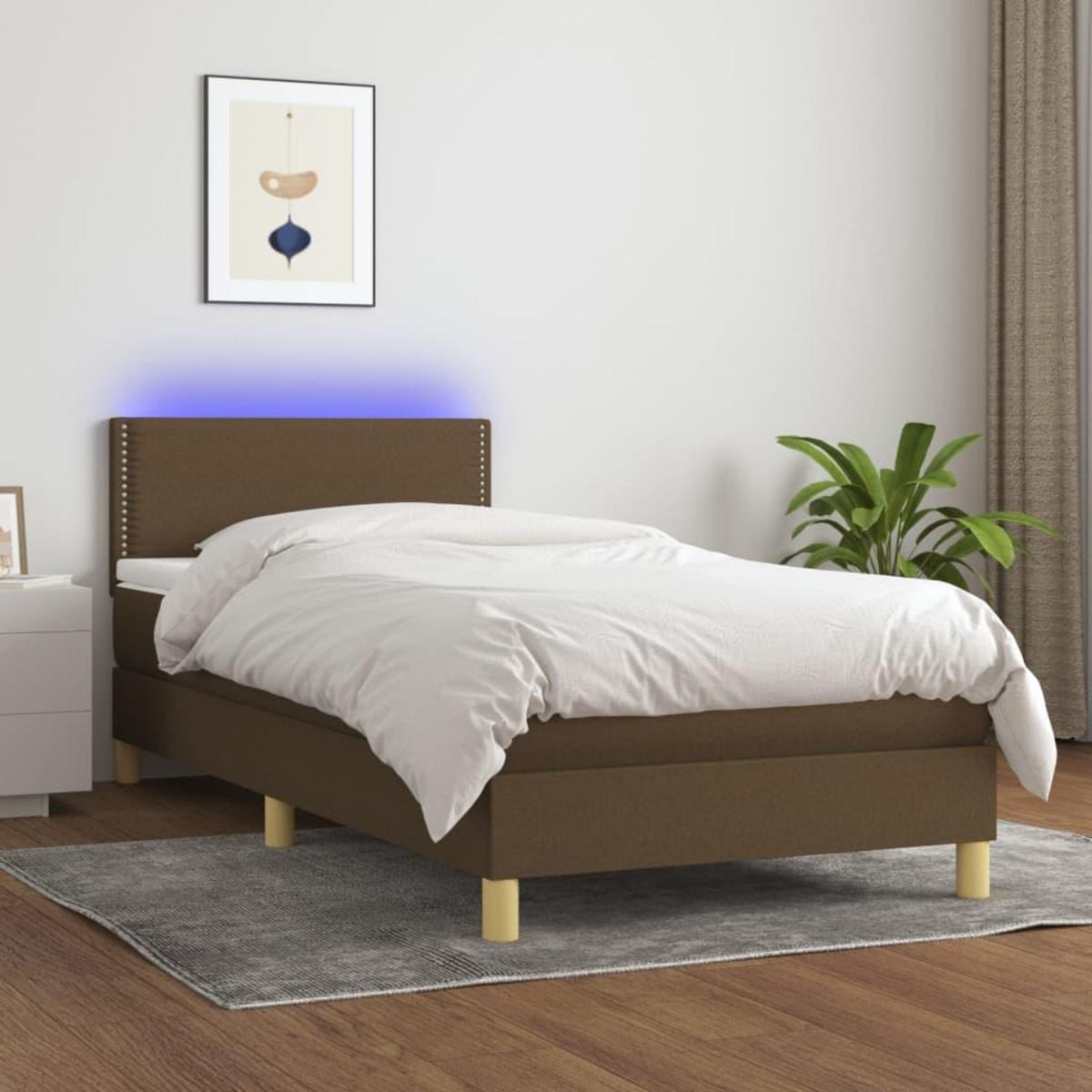 VIDAXL Sommier a lattes de lit et matelas et LED Marron fonce 80x200cm