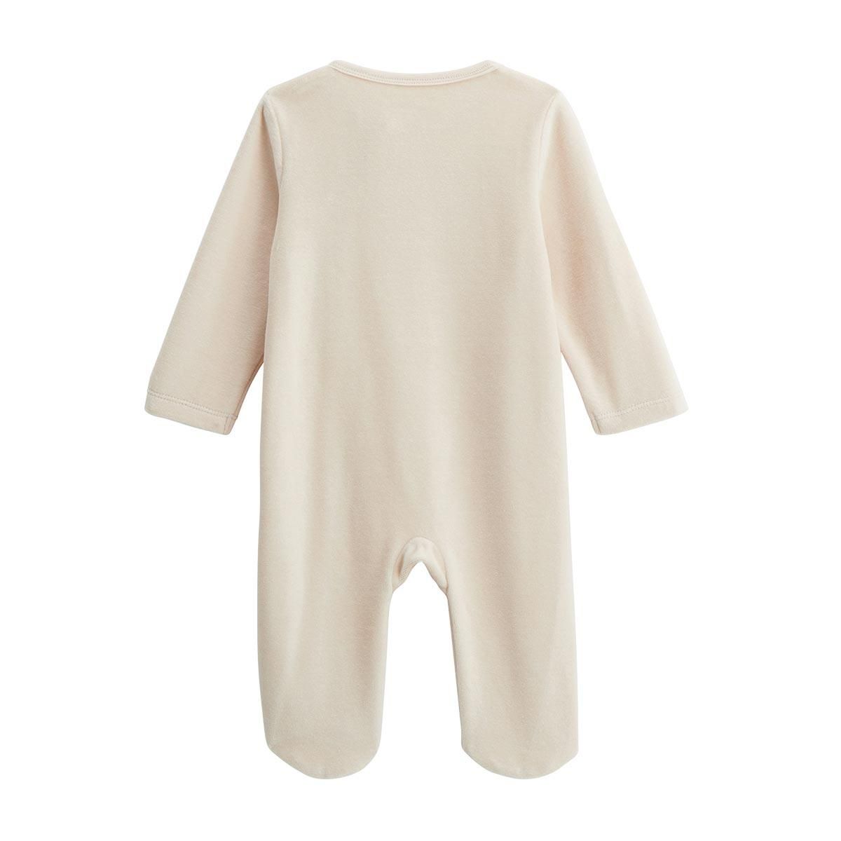 Petit Béguin Lot de 2 pyjamas bébé en velours ouverture zippée Perle