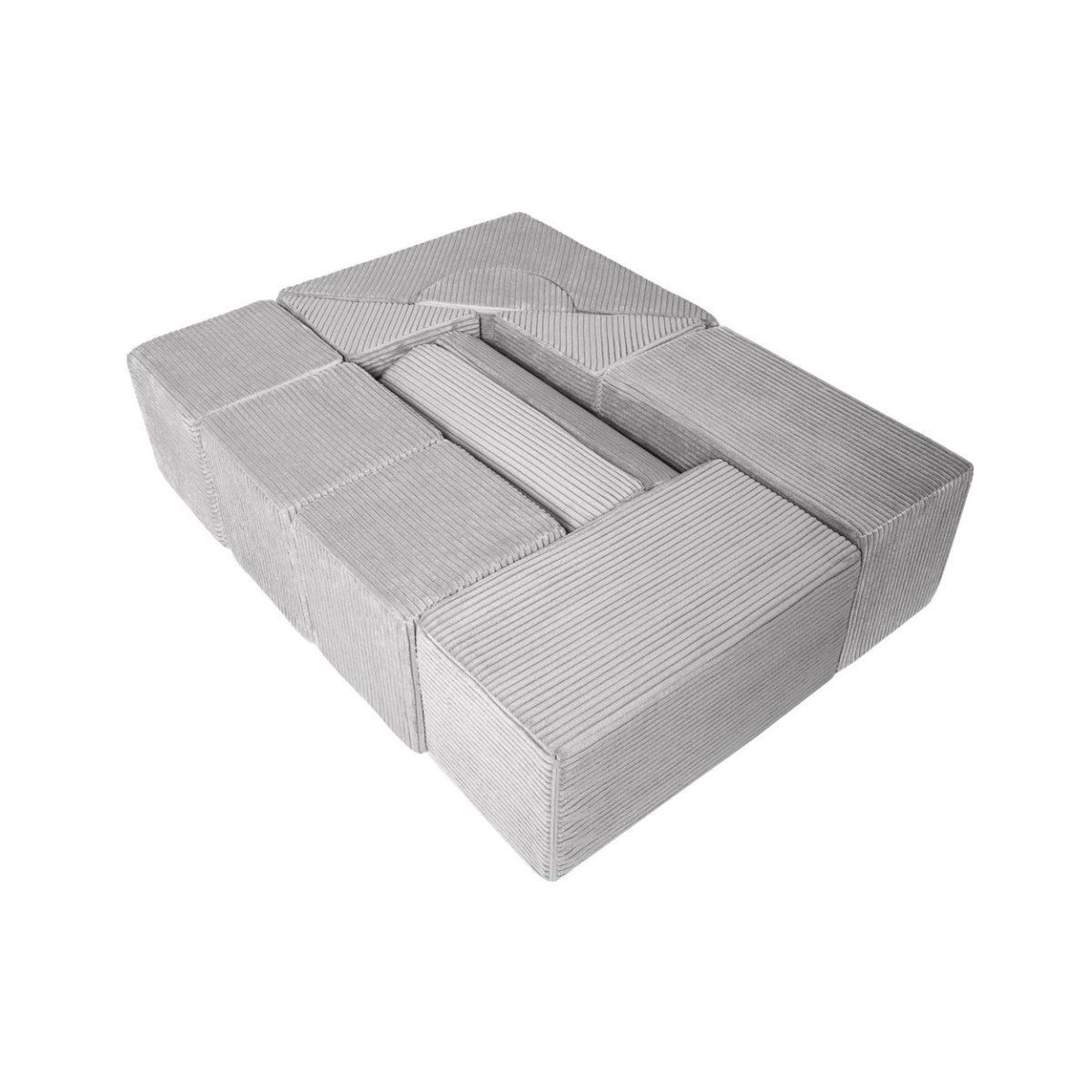 Voir la diapositive 3 : VELINDA Set de 11 blocs en mousse gris velours côtelé