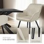 Voir la diapositive 4 : tectake Chaise de salle à manger en velours matelassée et capitonnée crème/noir Lot de 2