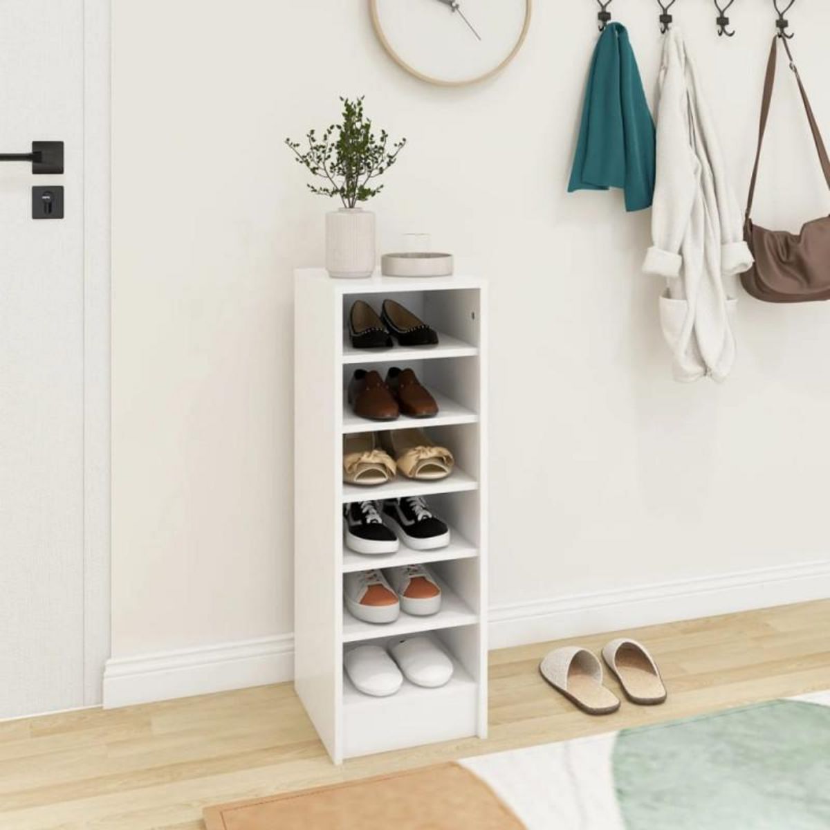VIDAXL Armoire à chaussures Blanc 31,5x35x90 cm Bois d ingénierie
