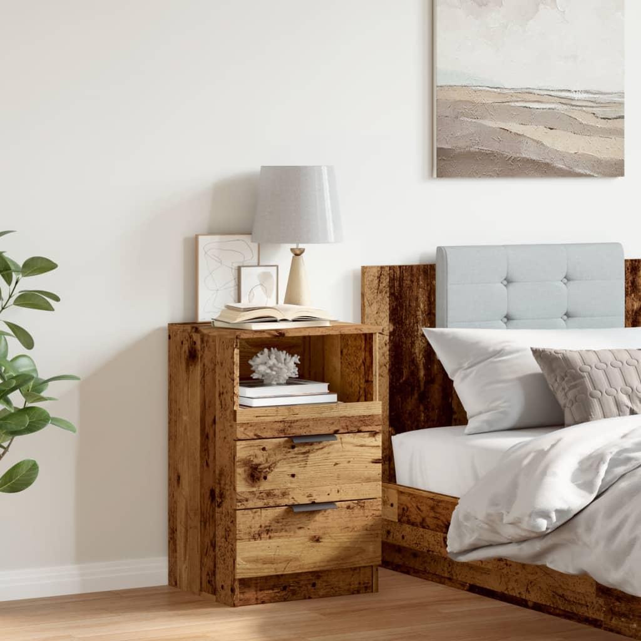 Voir la diapositive 4 : VIDAXL Table de chevet vieux bois 40x36x65 cm bois d'ingenierie
