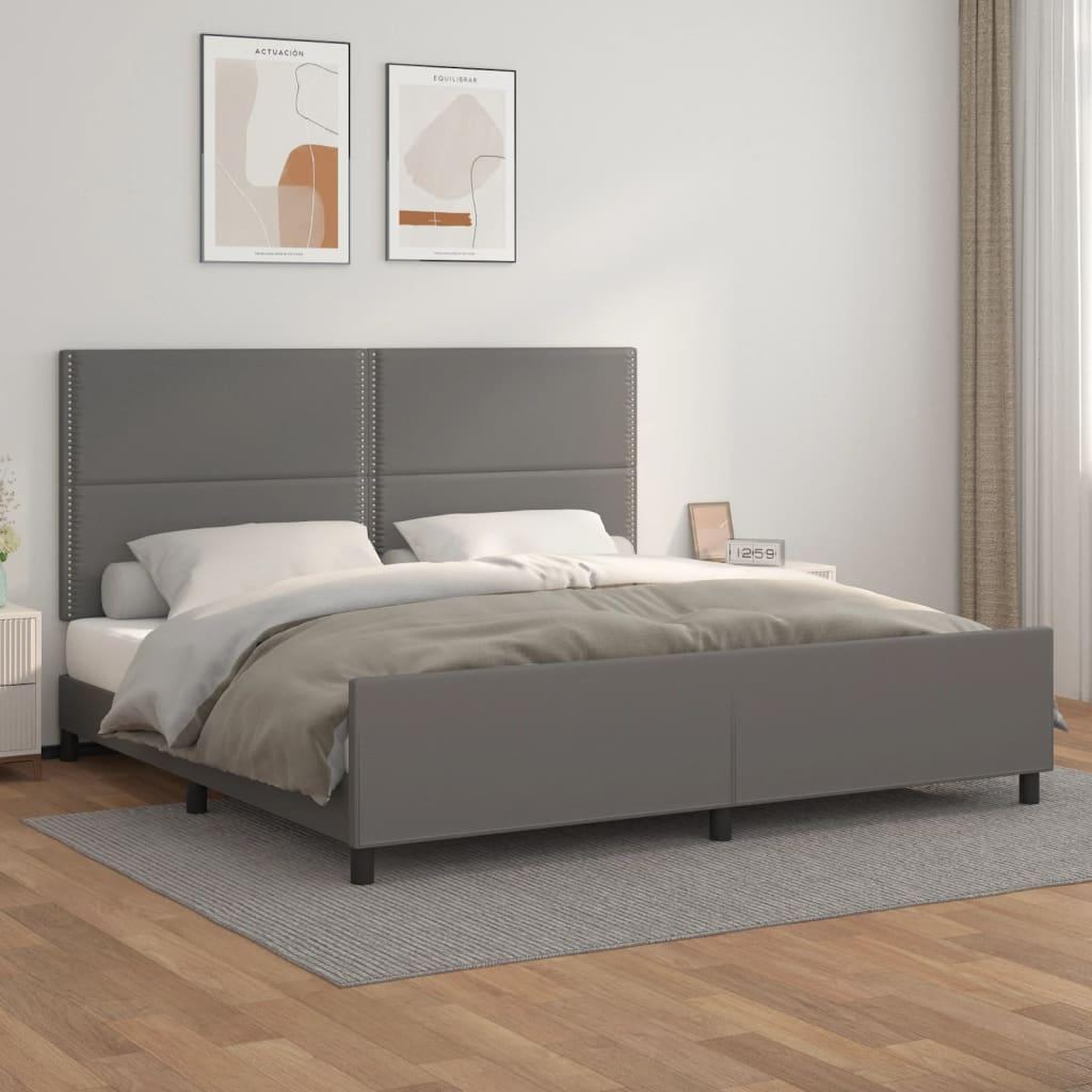 Voir la diapositive 1 : VIDAXL Cadre de lit sans matelas gris 200x200 cm similicuir