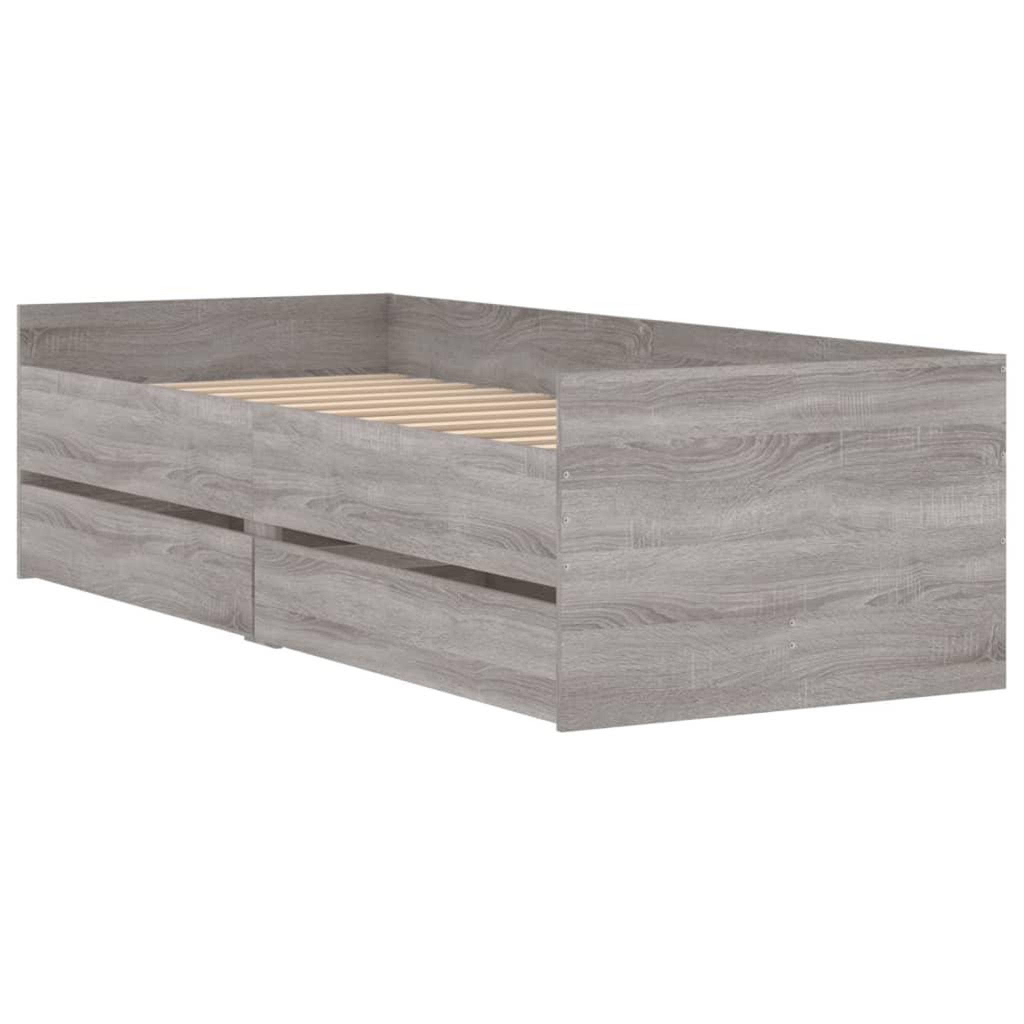 Voir la diapositive 4 : VIDAXL Cadre de lit avec tiroirs sans matelas sonoma gris 100x200 cm